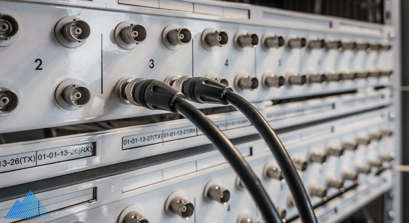 Coaxial cables plugged into a DVR