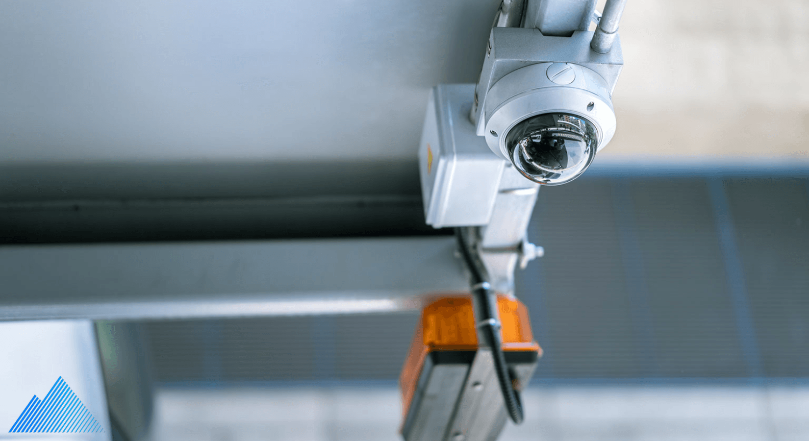 Dome camera mounted on the ceiling