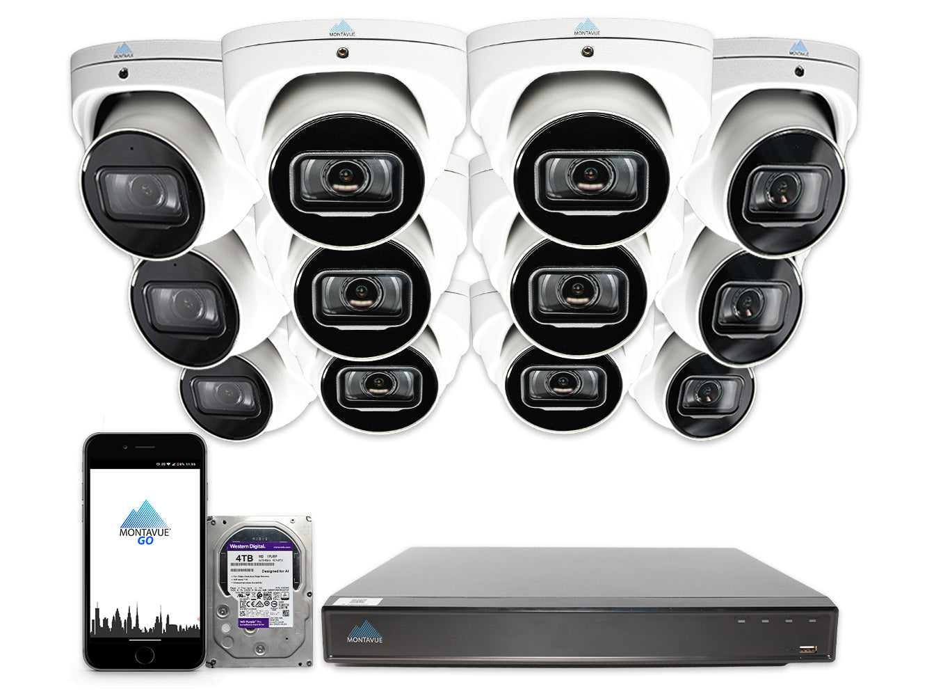 MTT8110 Package | 4K Acupick Cameras and 16 Channel 5 Series AI NVR with 4TB HDD - Montavue