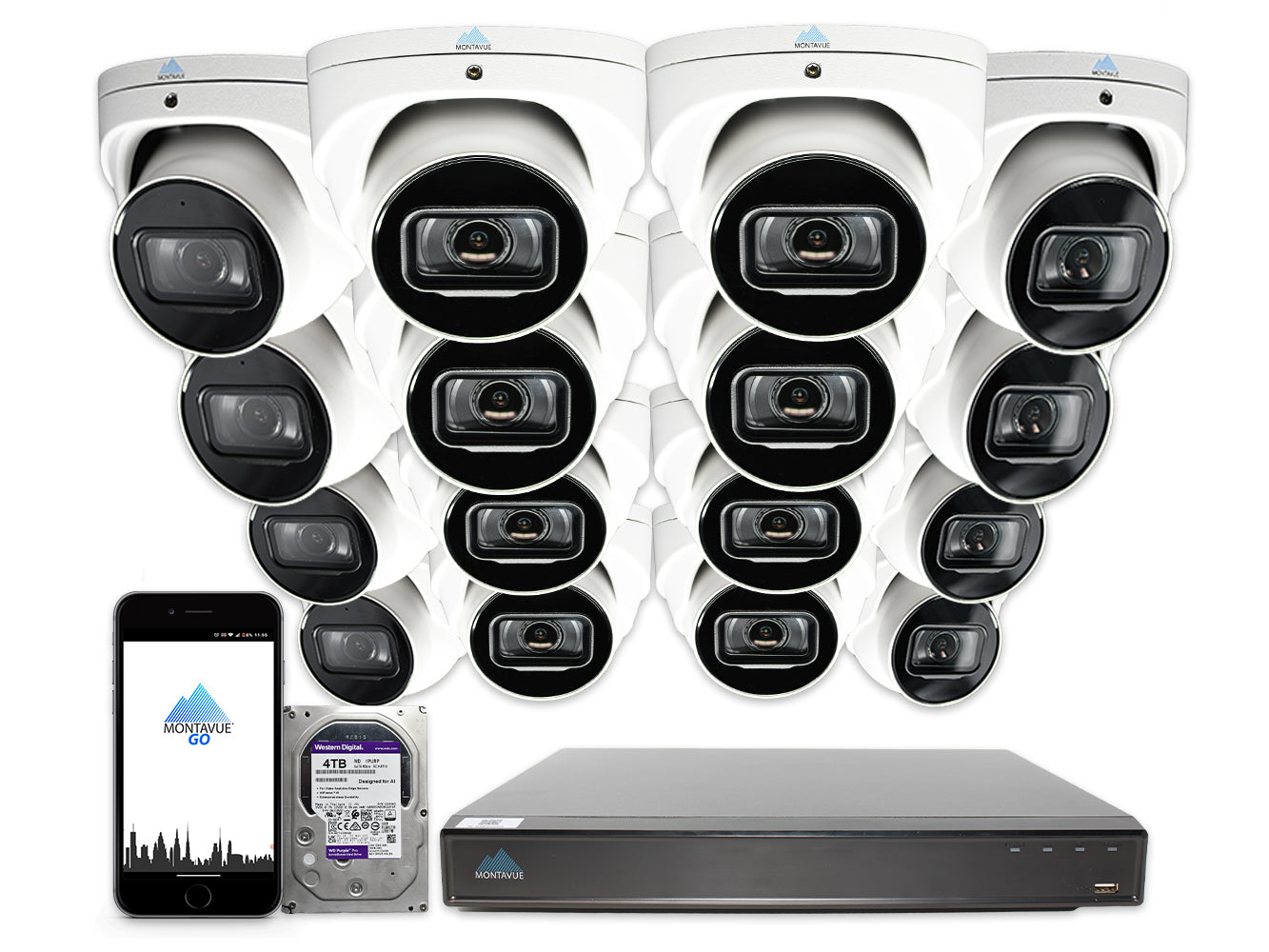 MTT8110 Package | 4K Acupick Cameras and 16 Channel 5 Series AI NVR with 4TB HDD - Montavue
