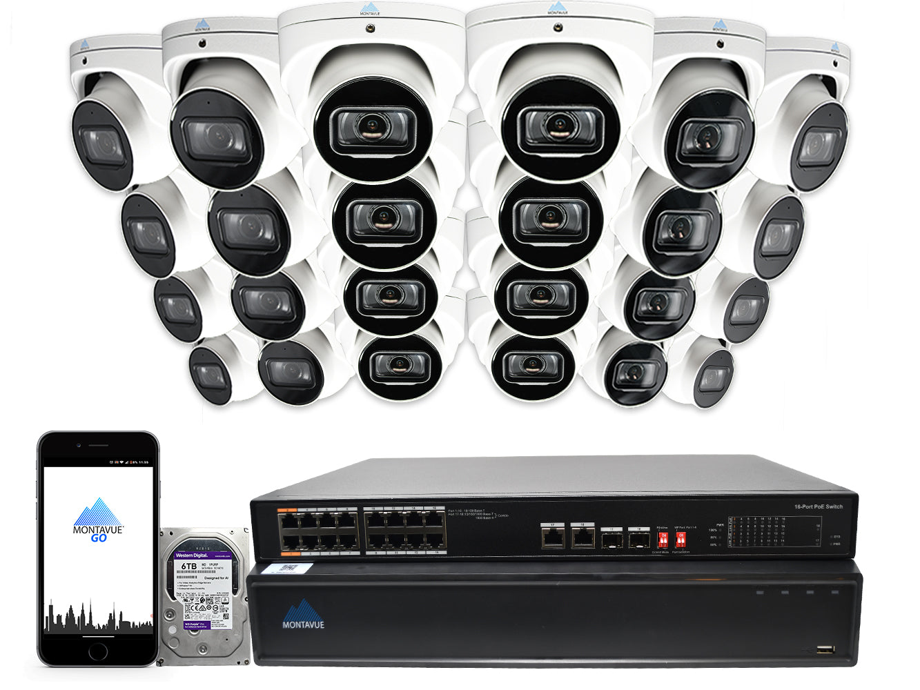 MTT8110 Package | 4K Acupick Turret Cameras and 32 Channel 5 Series AI NVR with 6TB HDD - Montavue
