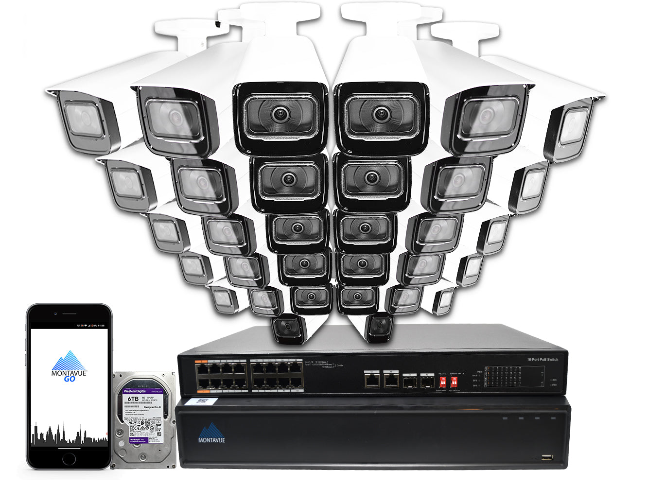 MTB8110 Package | 4K Acupick Bullet Cameras and 32 Channel 5 Series AI NVR with 6TB HDD - Montavue