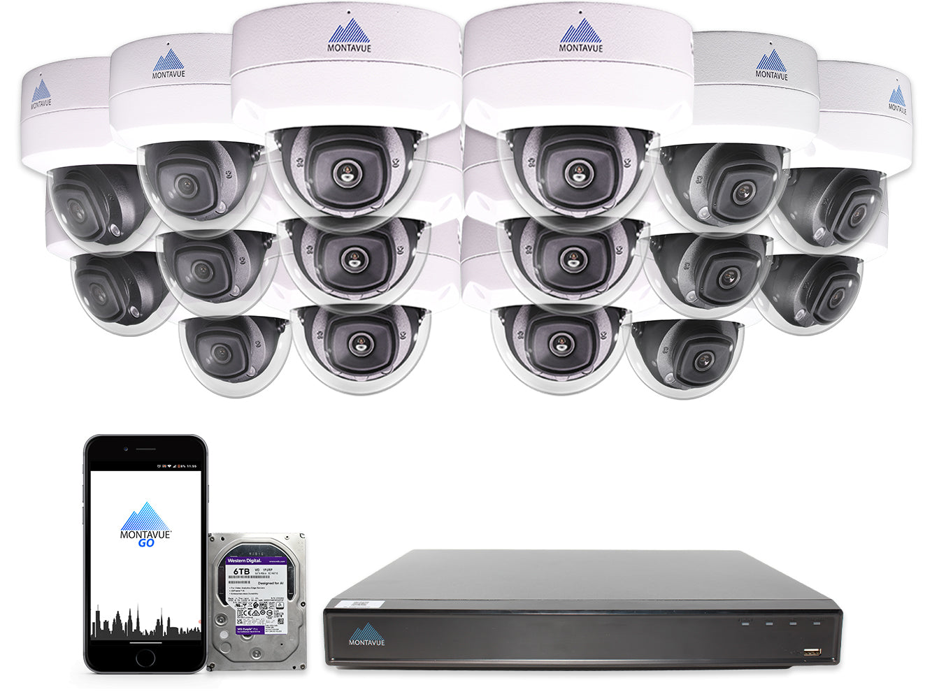 MTD8110 Package | 4K Acupick Vandal-Proof Dome Cameras and 32 Channel 5 Series AI NVR with 6TB HDD - Montavue