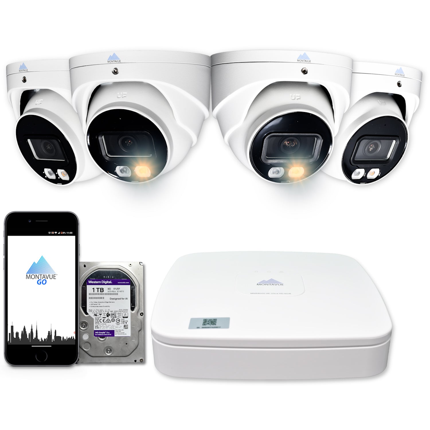 MTT8095 Package | 8MP 4K SMD+ Turret Cameras and 4 Channel NVR with 1TB HDD - Montavue