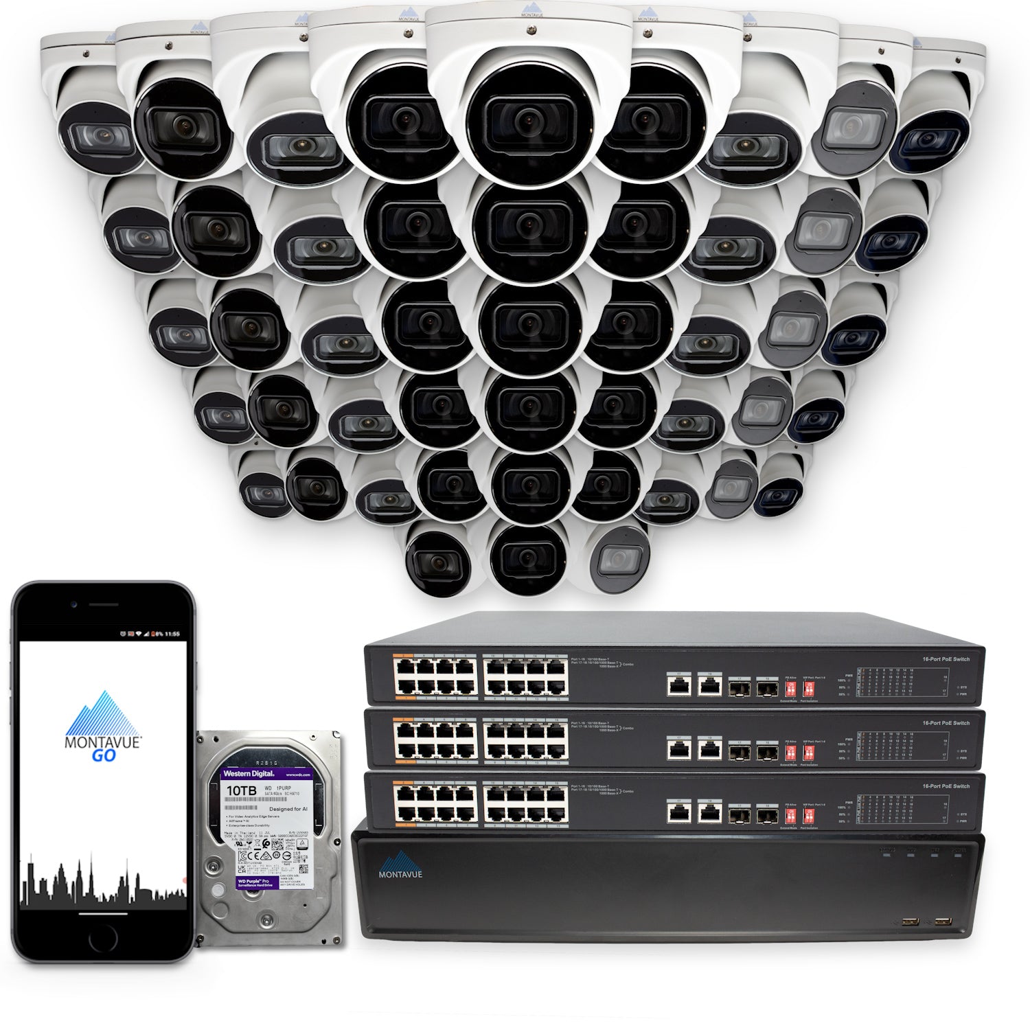8MP 4K Turret Business Security System w/ 64 Channel NVR and 10TB Hard Drive – MTT8105 - Montavue