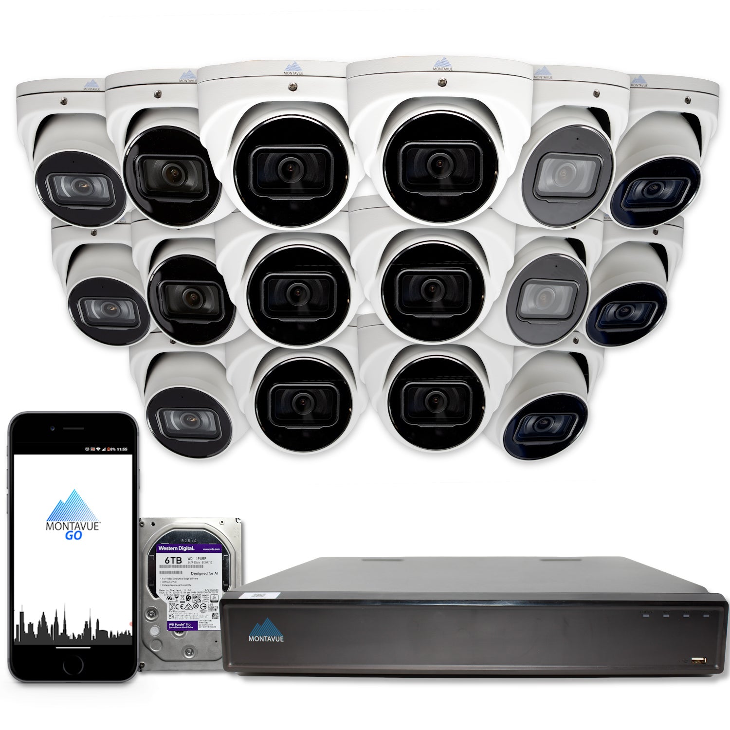 MTT8106-SMD Package | 8MP 4K Basin AI Smart Motion Turret Cameras and 32 Channel NVR with 6TB HDD - Montavue