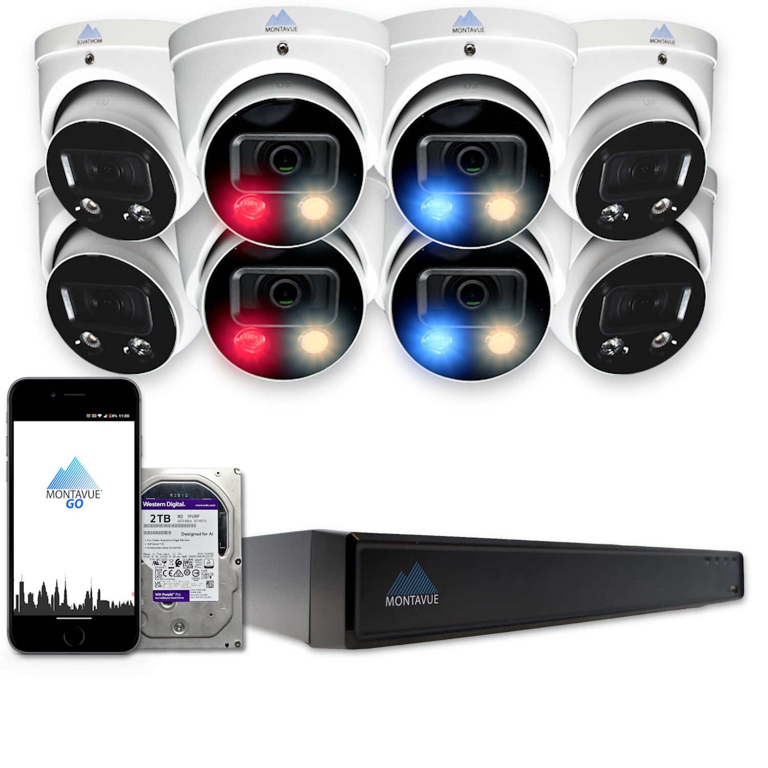 MTT8106-AD-AP Package | 4K Active-Deterrence Acupick Cameras and 5 Series 8 Channel NVR with 2TB HDD - Montavue
