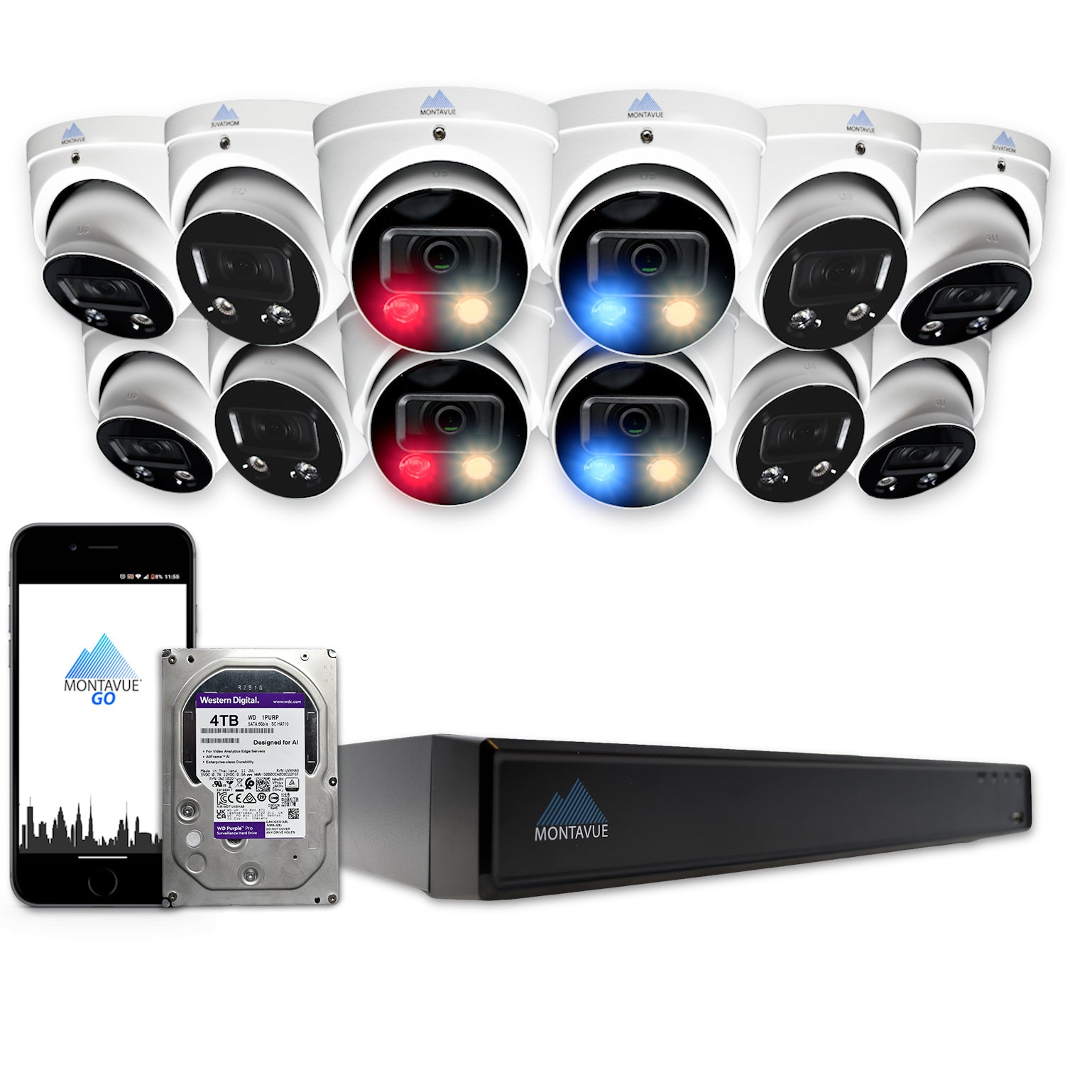 MTT8106-AD-AP Package | 4K Active-Deterrence Acupick Cameras and 5 Series 16 Channel NVR with 4TB HDD - Montavue