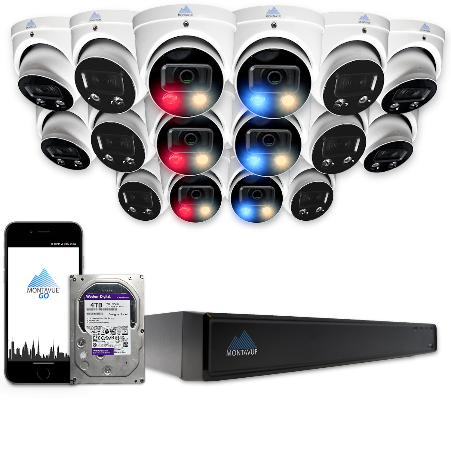MTT8106-AD-AP Package | 4K Active-Deterrence Acupick Cameras and 5 Series 16 Channel NVR with 4TB HDD - Montavue