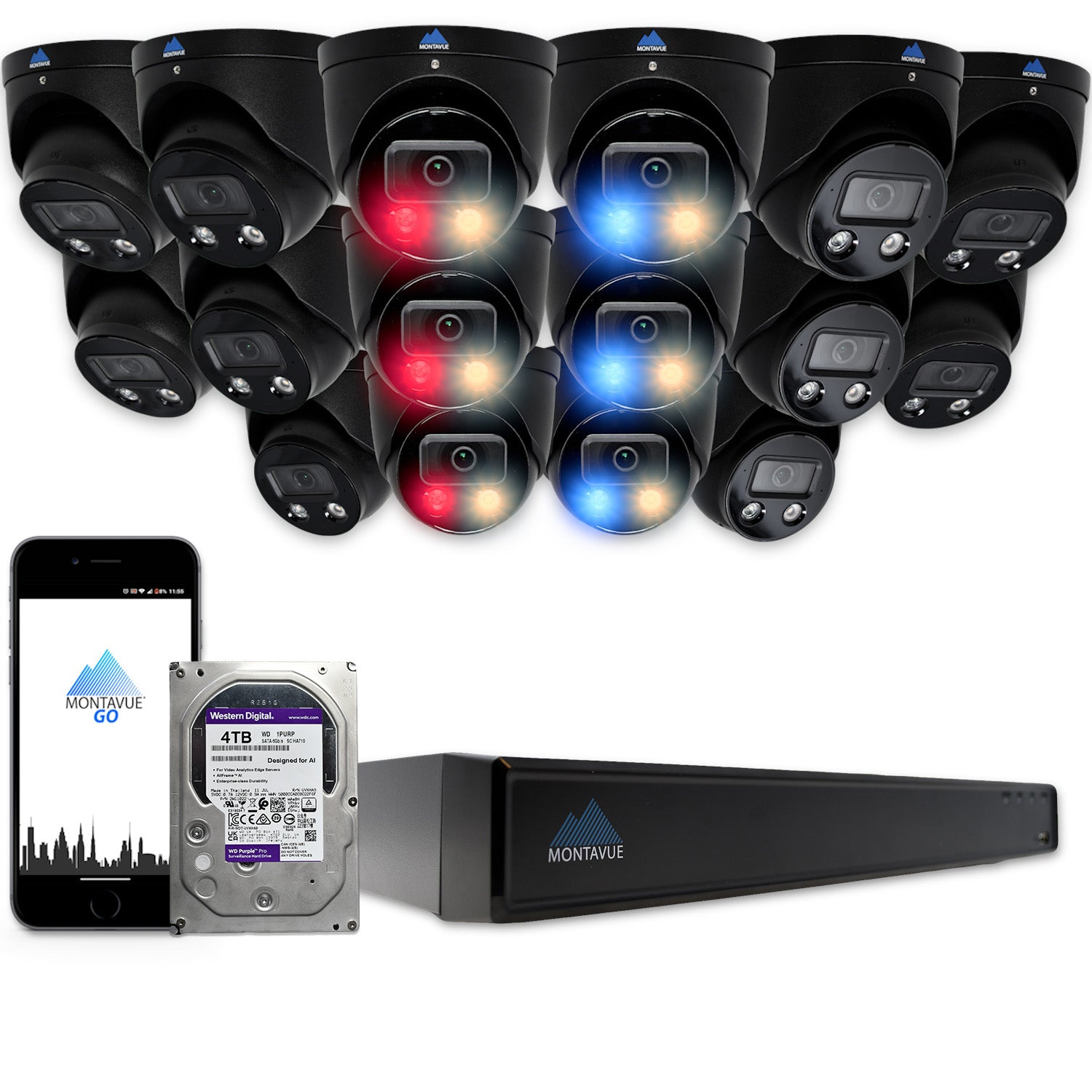 MTT8106-AD-AP Package | 4K Active-Deterrence Acupick Cameras and 5 Series 16 Channel NVR with 4TB HDD - Montavue