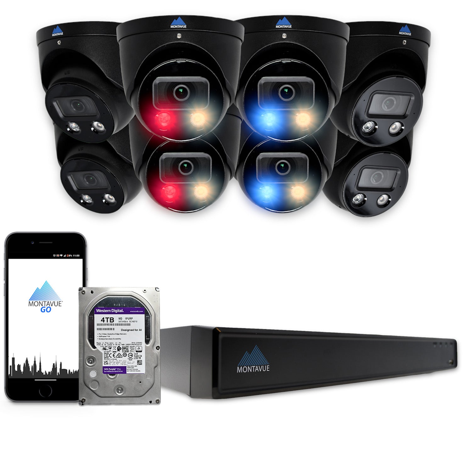 MTT8106-AD-AP Package | 4K Active-Deterrence Acupick Cameras and 5 Series 16 Channel NVR with 4TB HDD - Montavue