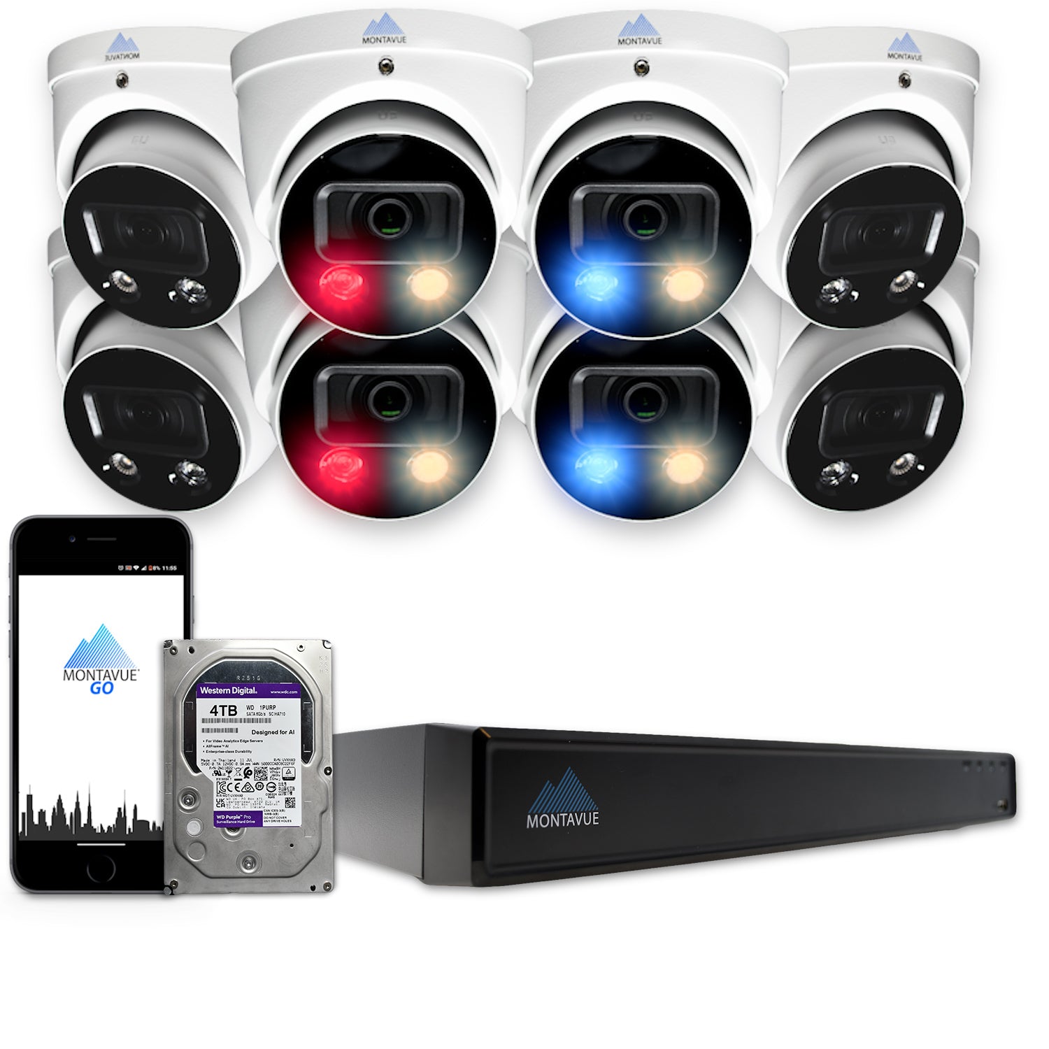 MTT8106-AD-AP Package | 4K Active-Deterrence Acupick Cameras and 5 Series 16 Channel NVR with 4TB HDD - Montavue