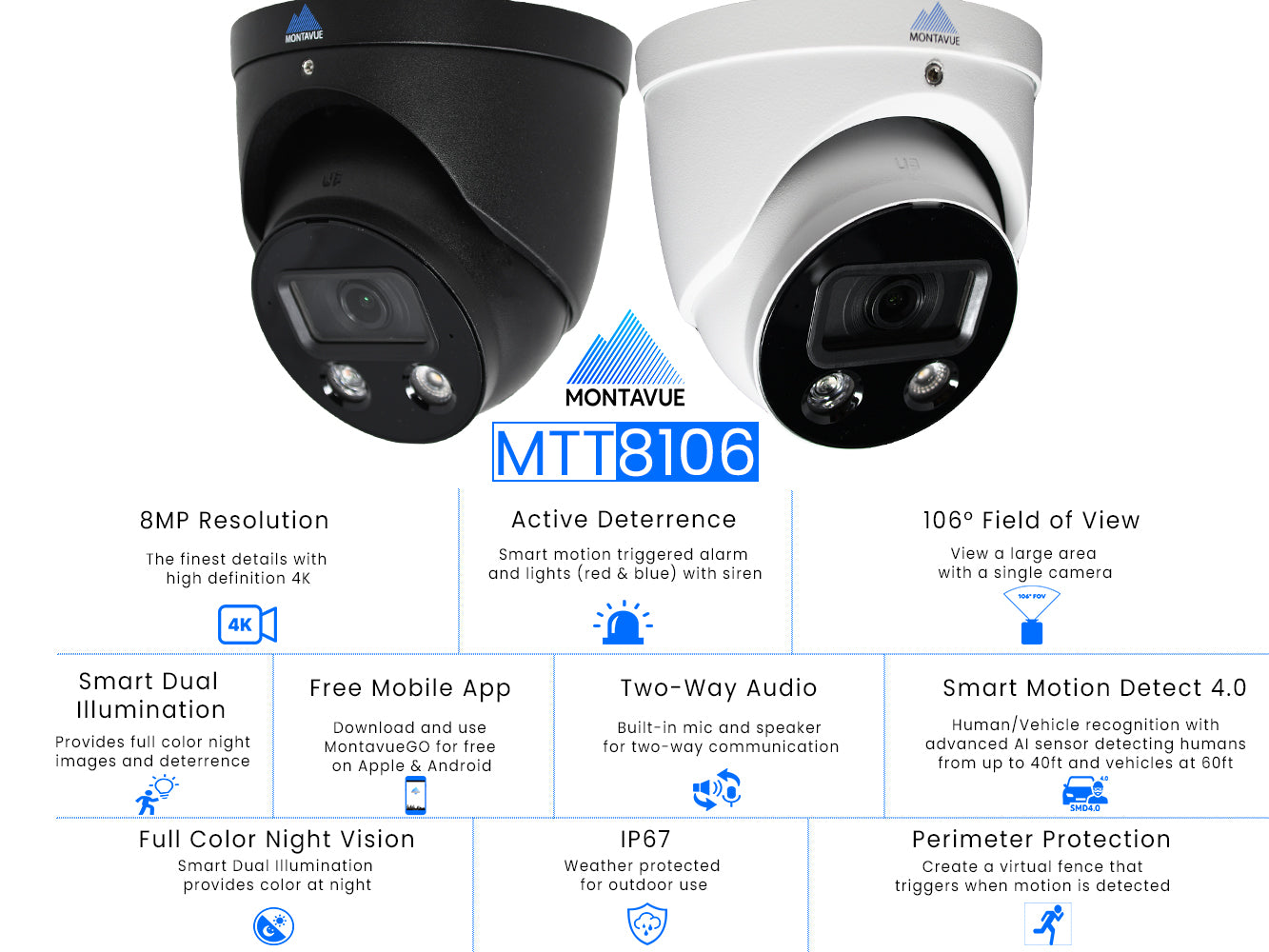 MTT8106-AD-AP Package | 4K Active-Deterrence Acupick Cameras and 5 Series 16 Channel NVR with 4TB HDD - Montavue