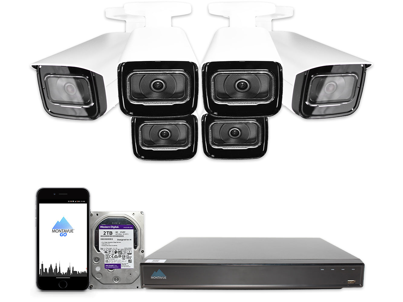 MTB8110 Package | 4K Acupick Bullet Cameras and 5 Series 8 Channel AI NVR with 2TB HDD - Montavue