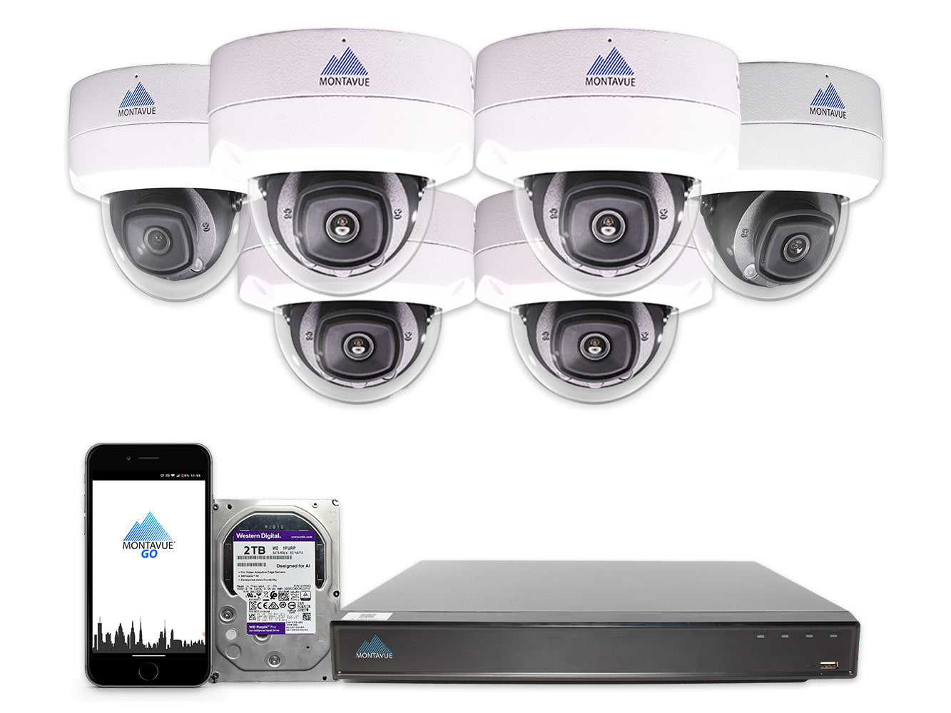 MTD8110 Package | 4K Acupick Vandal-Proof Dome Cameras and 5 Series 8 Channel AI NVR with 2TB HDD - Montavue