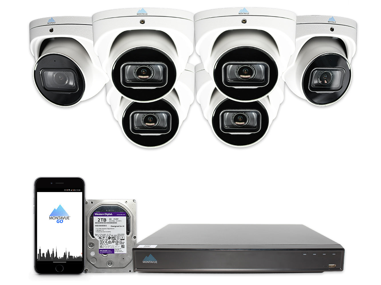 MTT8110 Package | 4K Acupick Turret Cameras and 8 Channel 5 Series AI NVR with 2TB HDD - Montavue