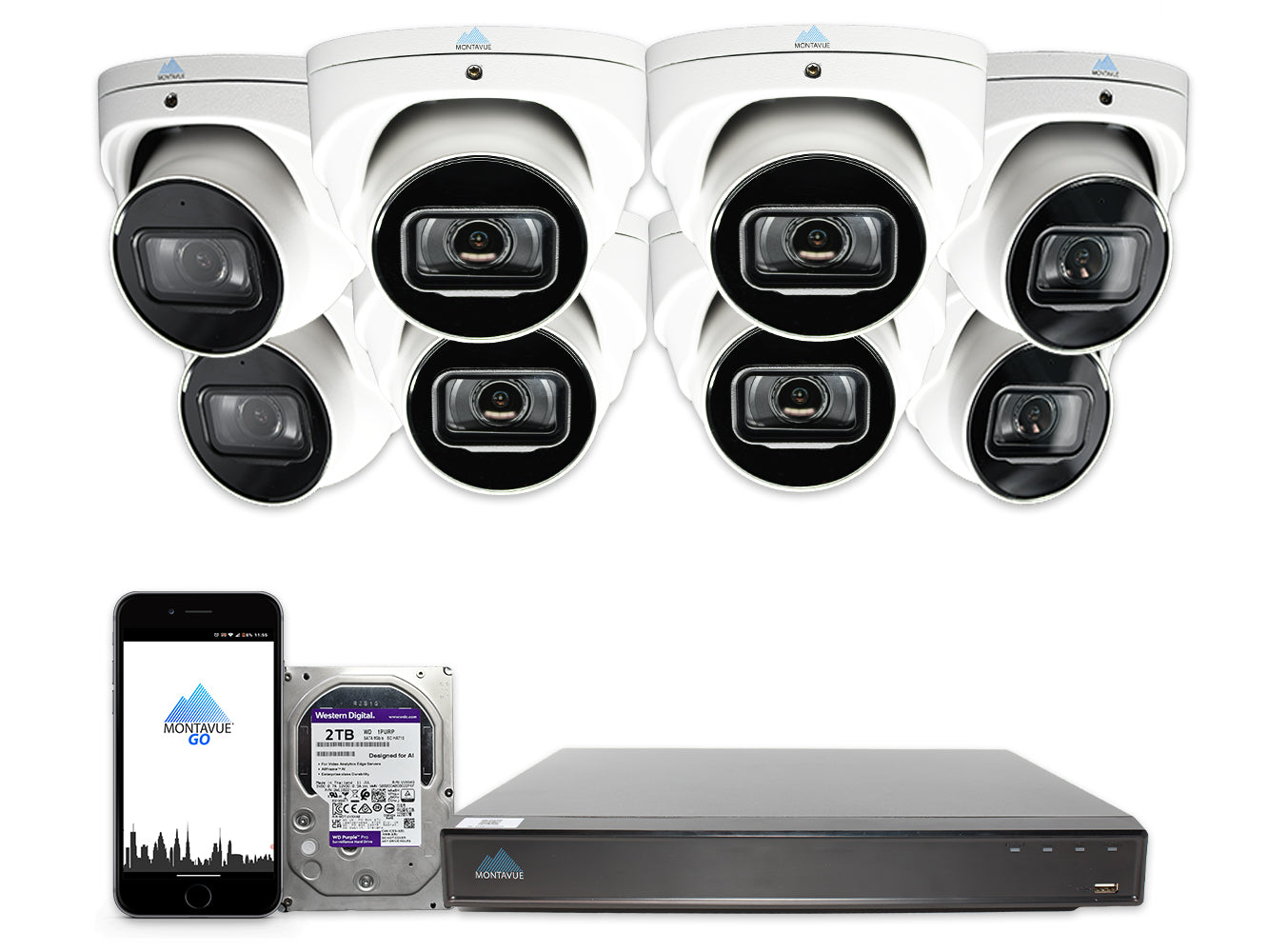 MTT8110 Package | 4K Acupick Turret Cameras and 8 Channel 5 Series AI NVR with 2TB HDD - Montavue