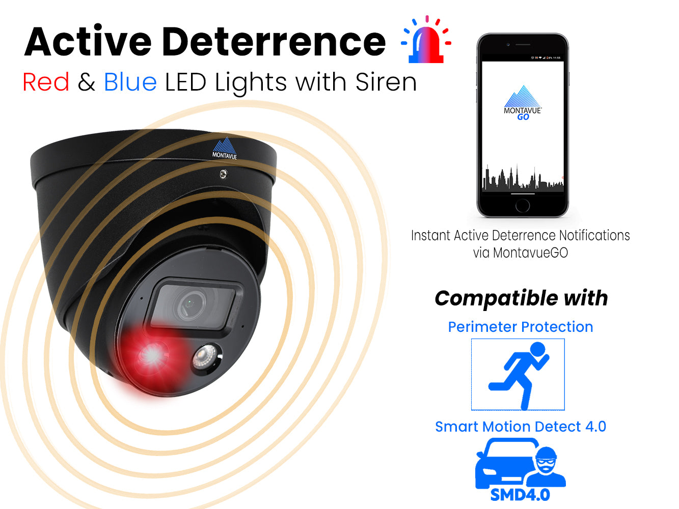 MTT8106-AD-AP | 8MP 4K Turret Security Camera with Active Deterrence, Acupick, and SMD 4.0 - Montavue