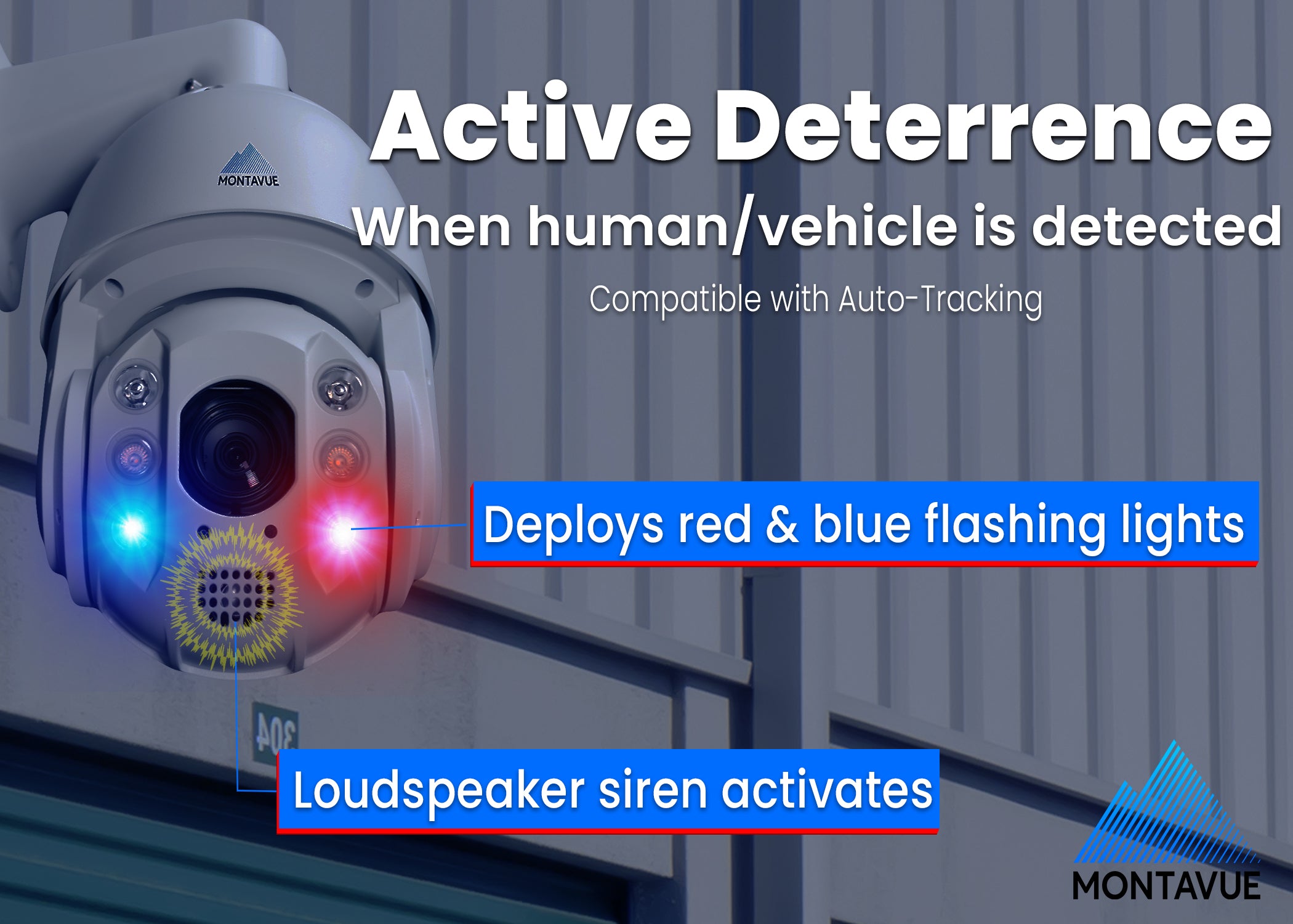 MTZ8250-AD | 8MP 4K Auto-Tracking Active Deterrence PTZ Camera with 25x Zoom - Montavue