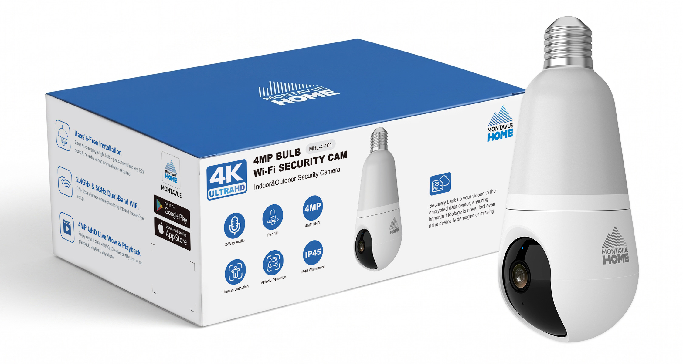 MHL-4-101 Montavue Home 4MP WIFI Pan Tilt Light Bulb Camera - Montavue