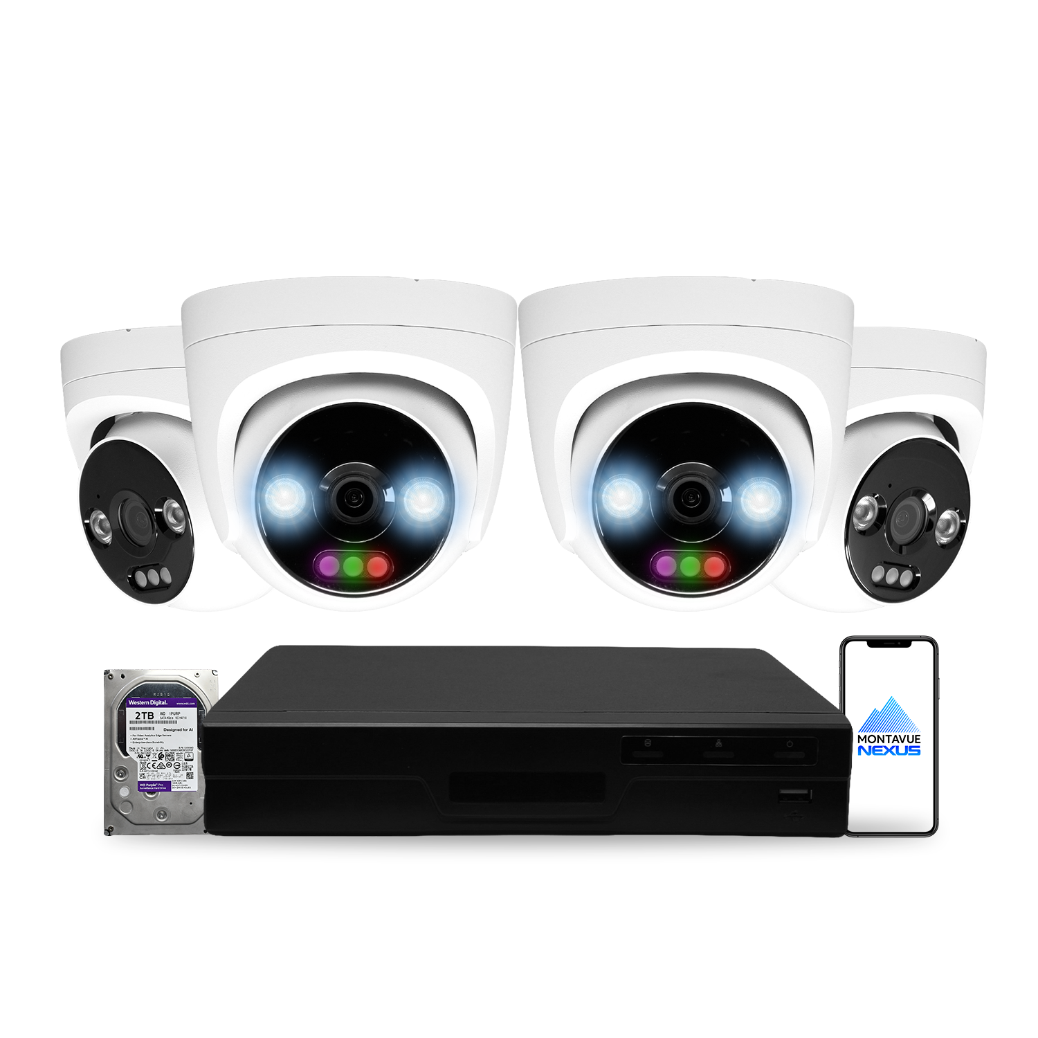 12MP 4K Nexus RGB Turret IP Security Camera System with Pro 8 Channel PoE NVR & 2TB HDD - Montavue