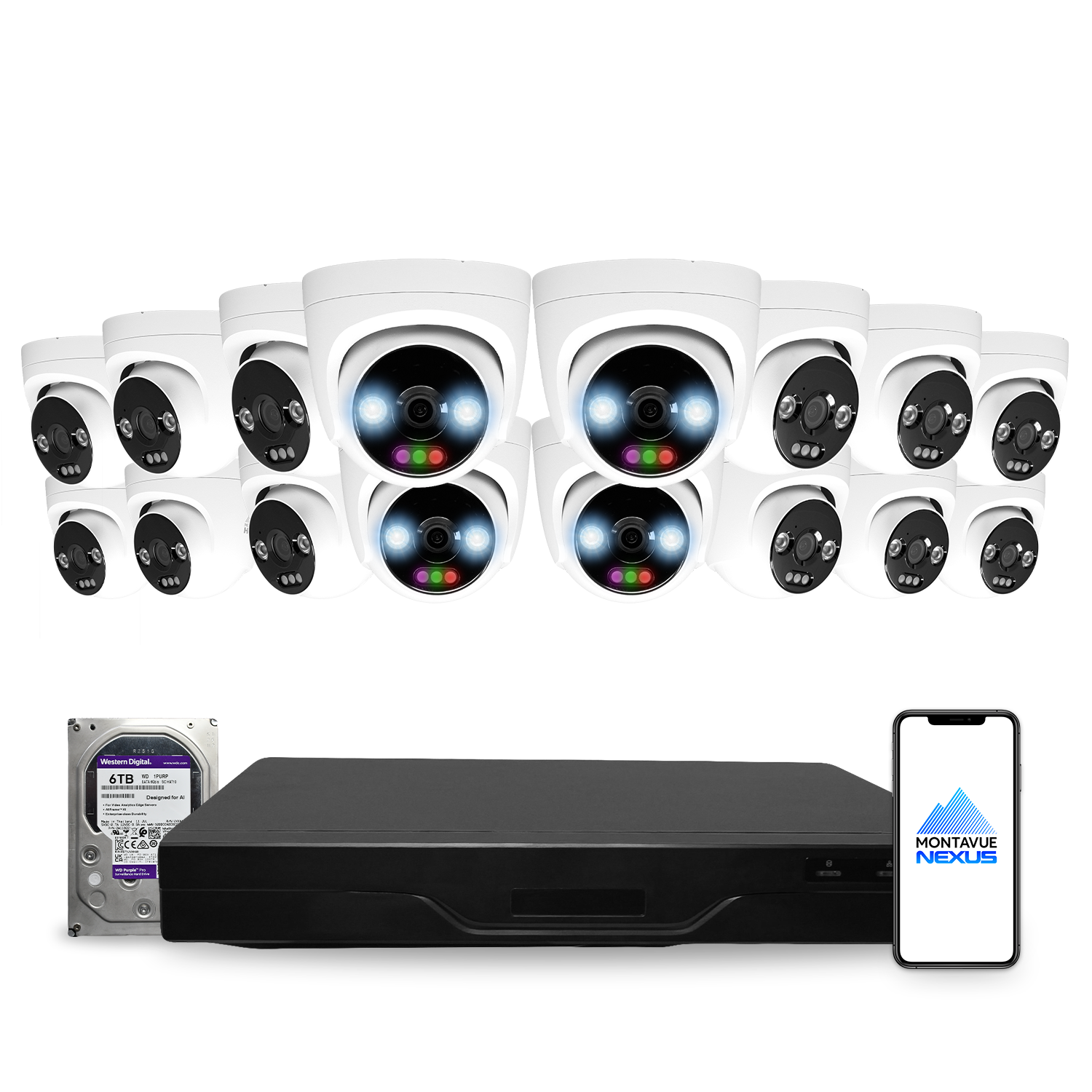 12MP 4K Nexus RGB Turret IP Security Camera System with Pro 32 Channel NVR & 6TB HDD