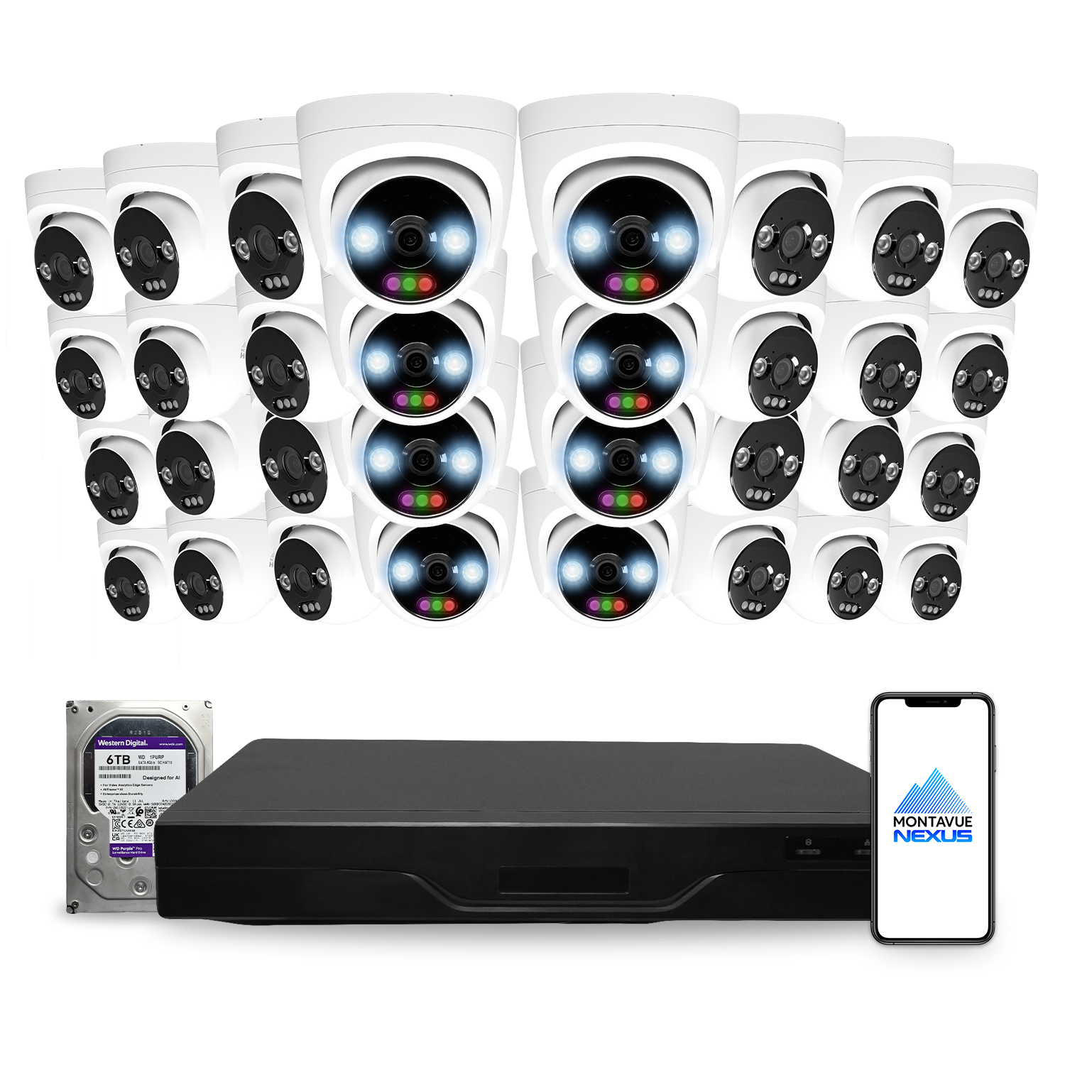 12MP 4K Nexus RGB Turret IP Security Camera System with Pro 32 Channel NVR & 6TB HDD