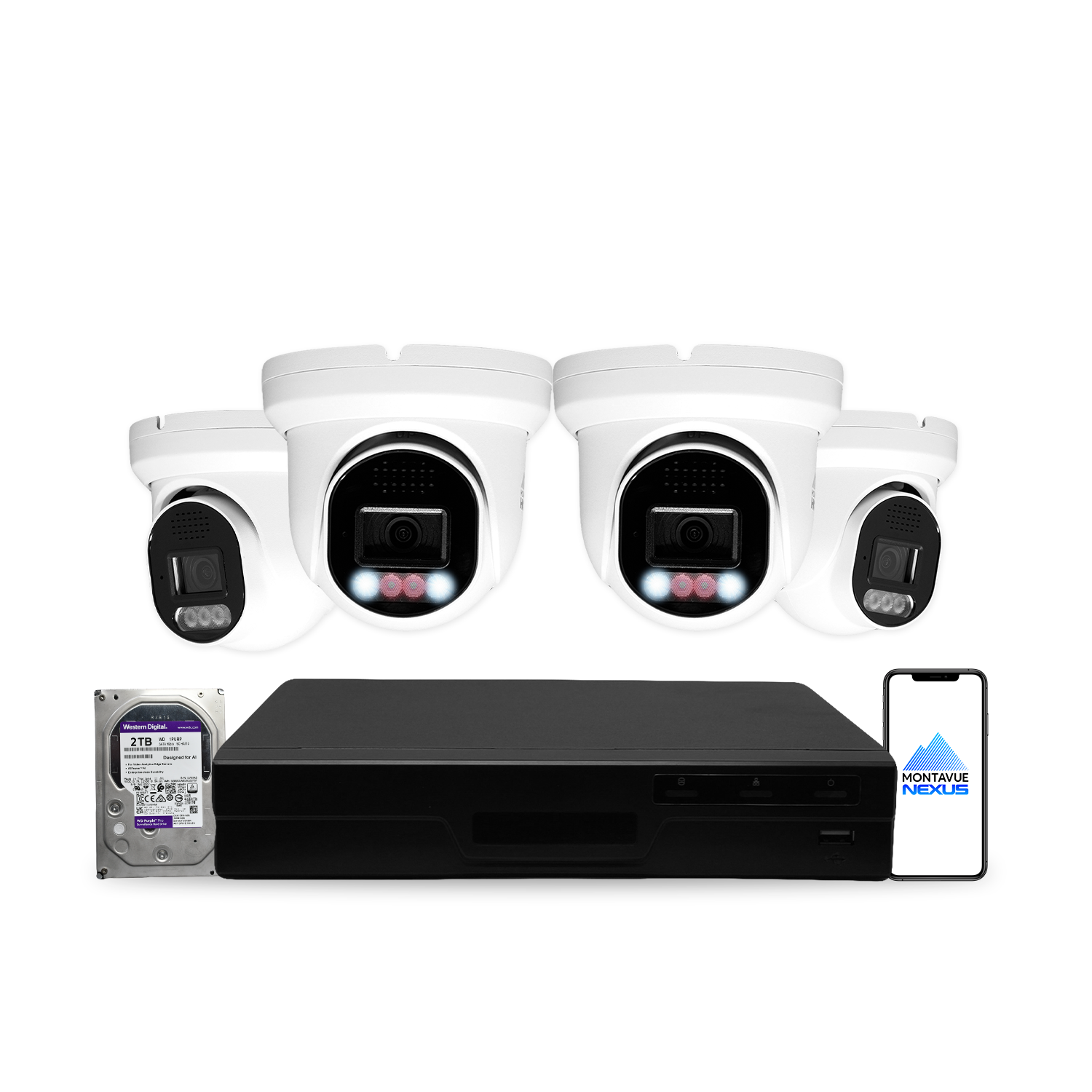 8MP 4K Nexus Smart Light Turret IP Security Camera System with Pro 8 Channel PoE NVR & 2TB HDD - Montavue