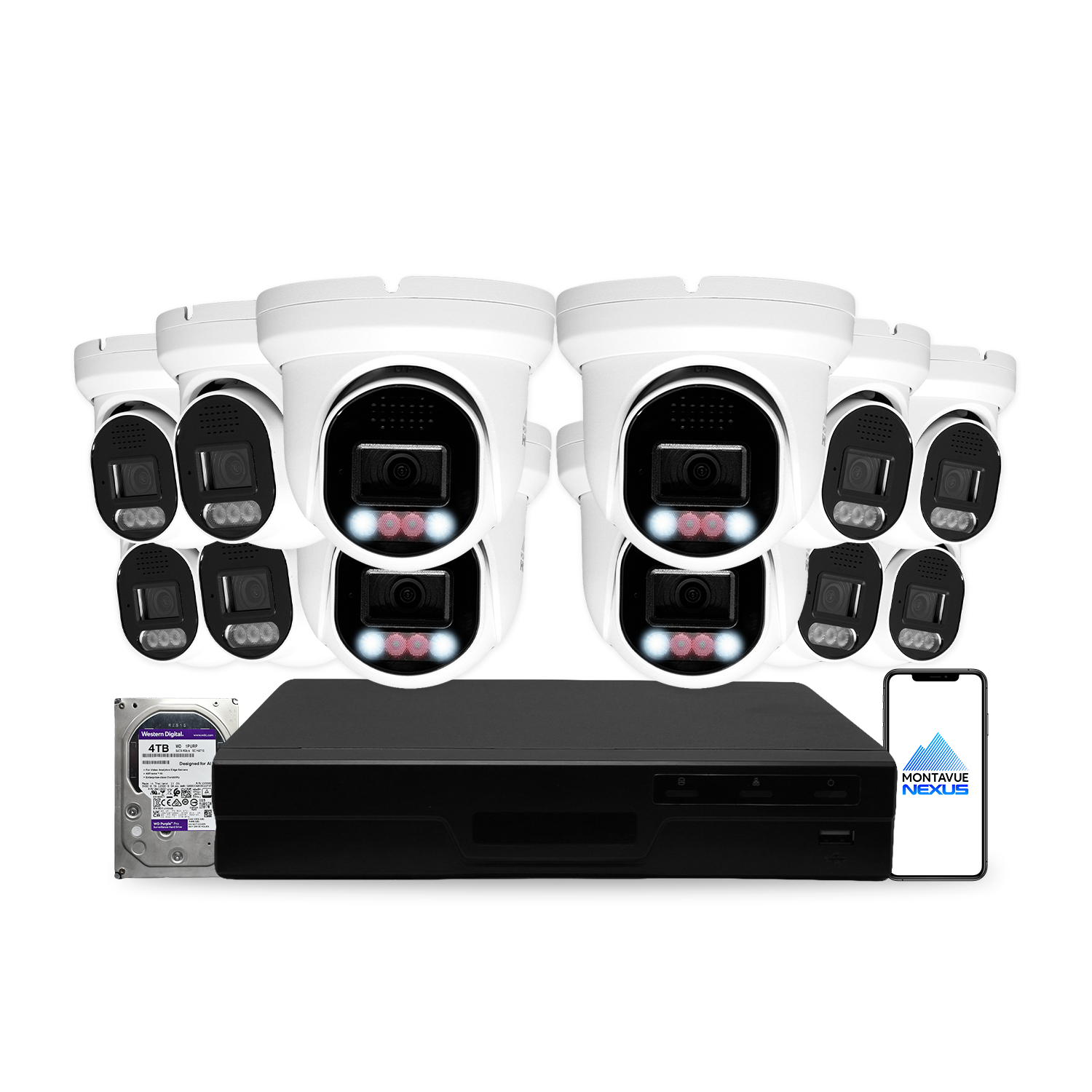 8MP 4K Nexus Smart Light Turret IP Security Camera System with Pro 16 Channel PoE NVR & 4TB HDD - Montavue