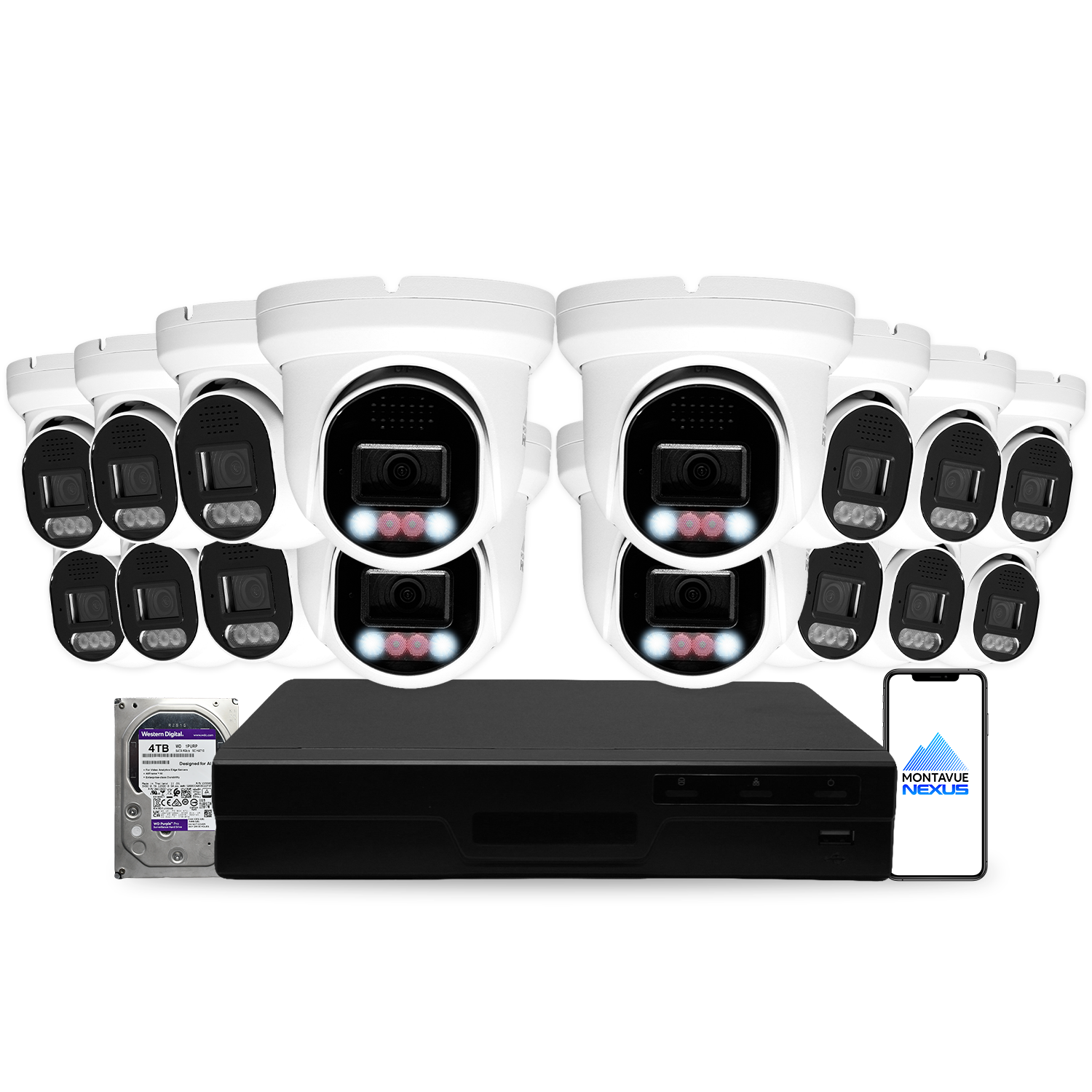 8MP 4K Nexus Smart Light Turret IP Security Camera System with Pro 16 Channel PoE NVR & 4TB HDD - Montavue