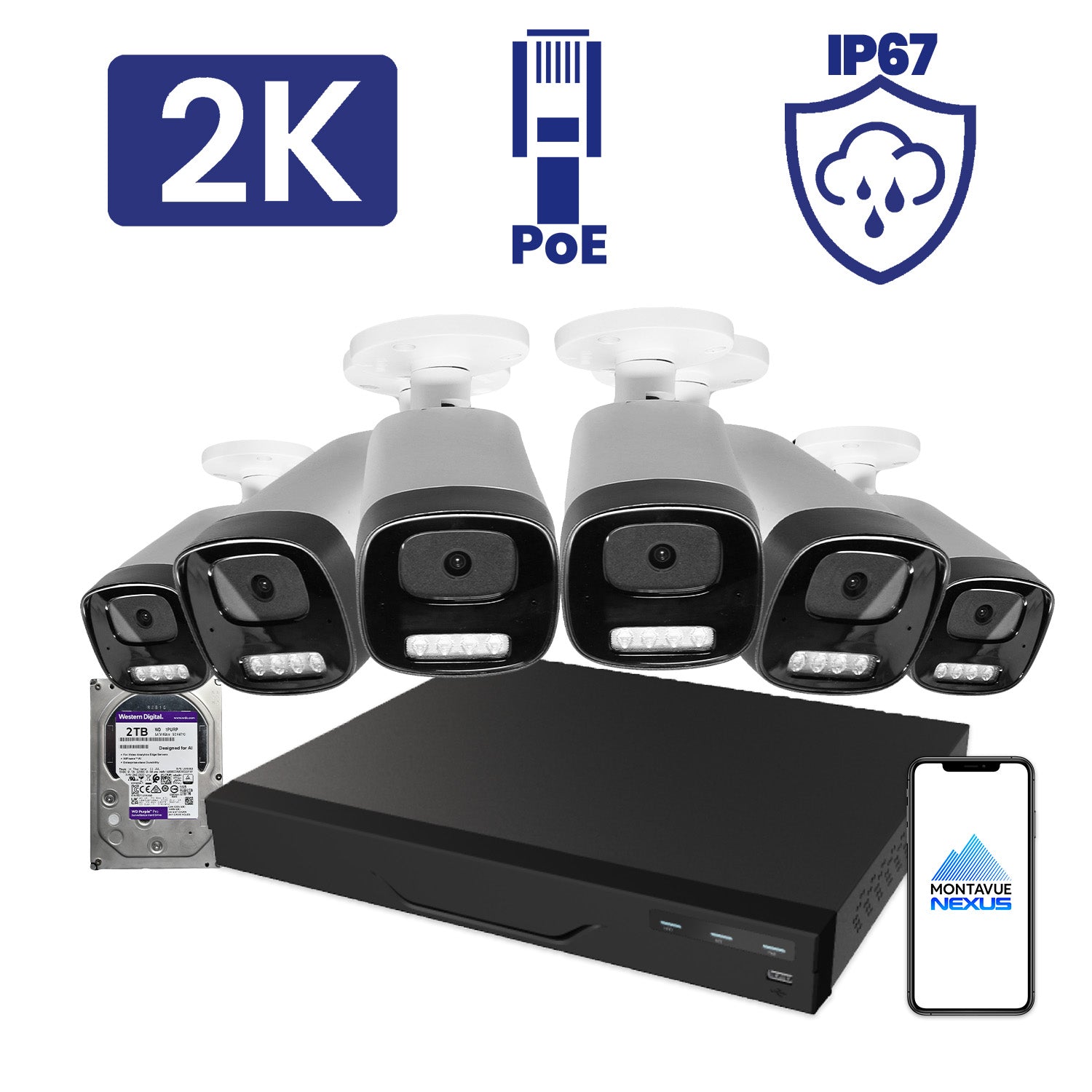 4MP Nexus Smart Light Bullet Security Kit with 8 Channel NVR Lite & 2TB HDD - Montavue