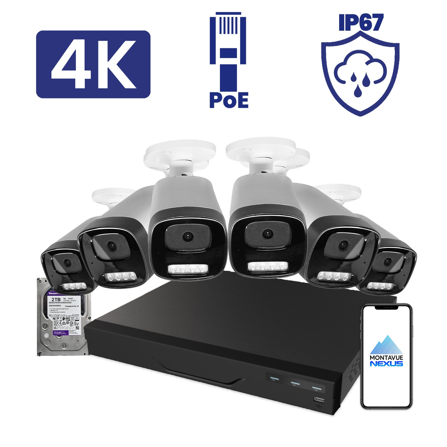 8MP Nexus Smart Bullet Security Kit with 8 Channel NVR Lite & 2TB HDD - Montavue