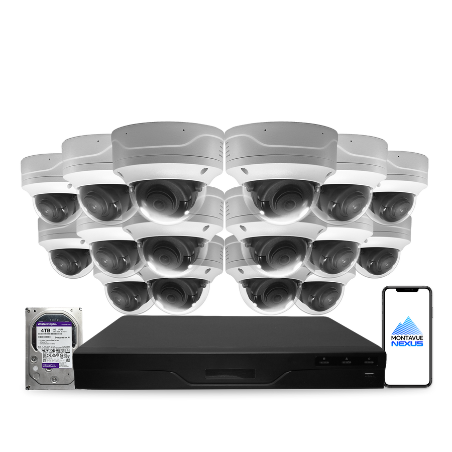 4MP 2K Nexus Smart Vandal Proof Dome IP Security Camera System with Pro 16 Channel PoE NVR & 4TB HDD