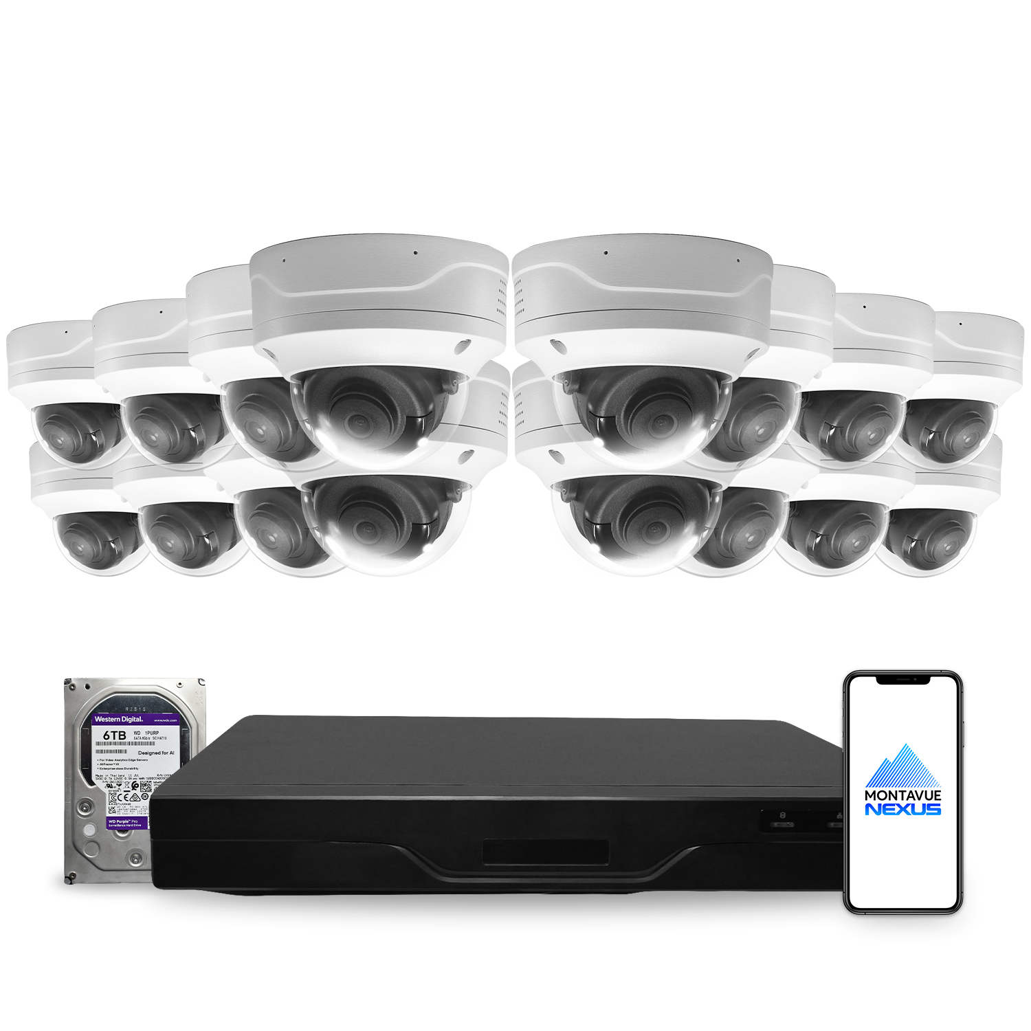 4MP 2K Nexus Smart Dome IP Security Camera System with Pro 32 Channel NVR & 6TB HDD