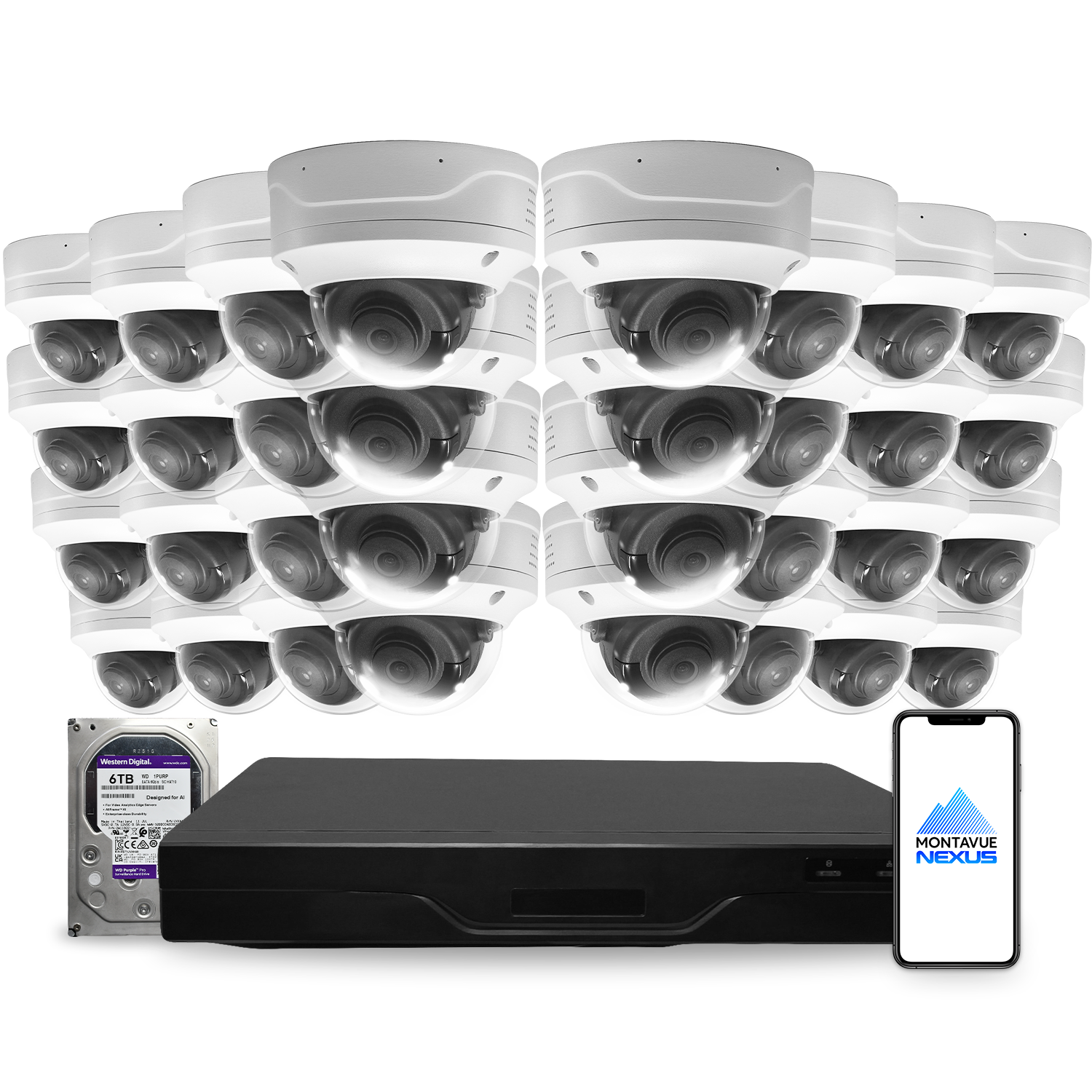 4MP 2K Nexus Smart Dome IP Security Camera System with Pro 32 Channel NVR & 6TB HDD