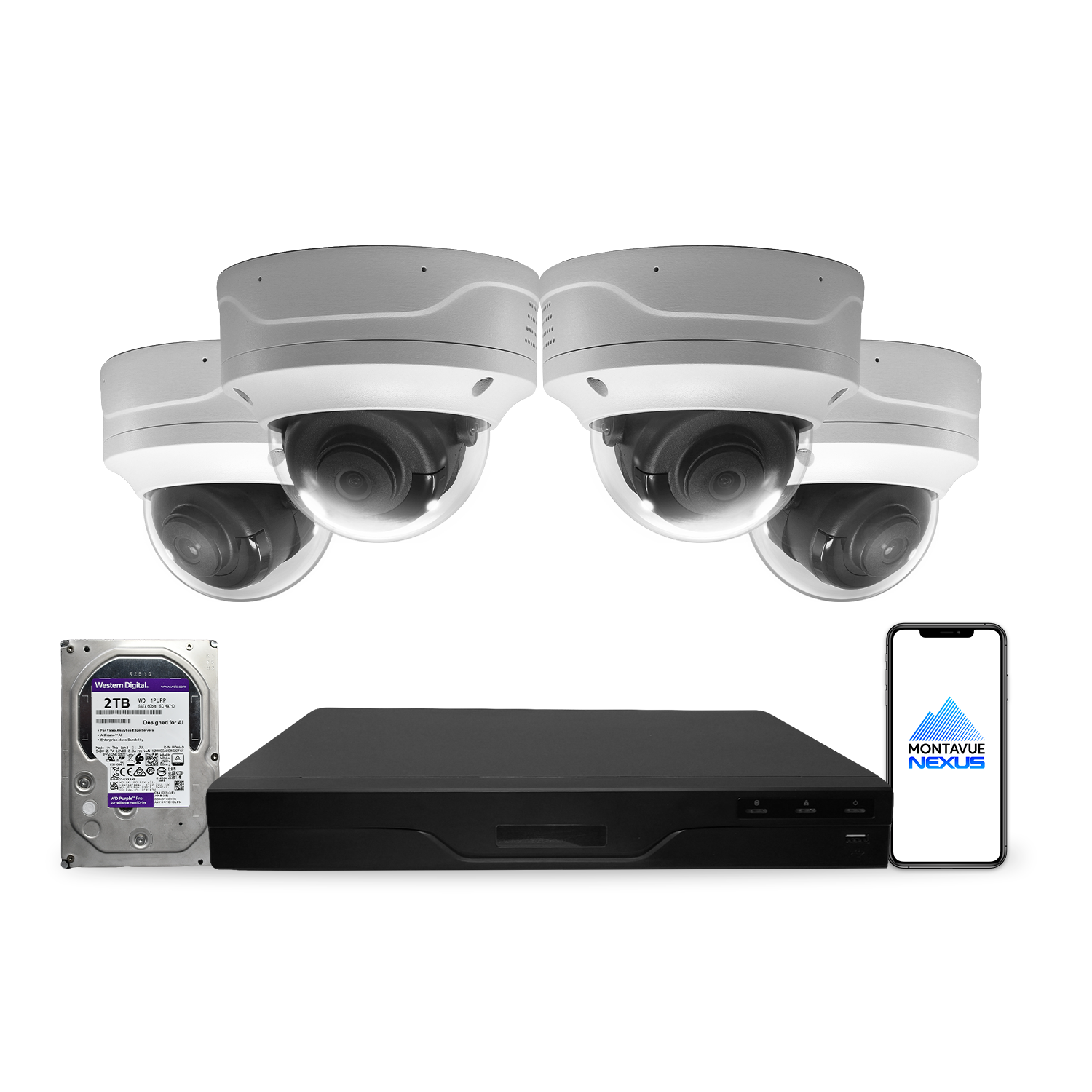 4MP 2K Nexus Smart Vandal Proof Dome IP Security Camera System with Lite 8 Channel PoE NVR & 2TB HDD