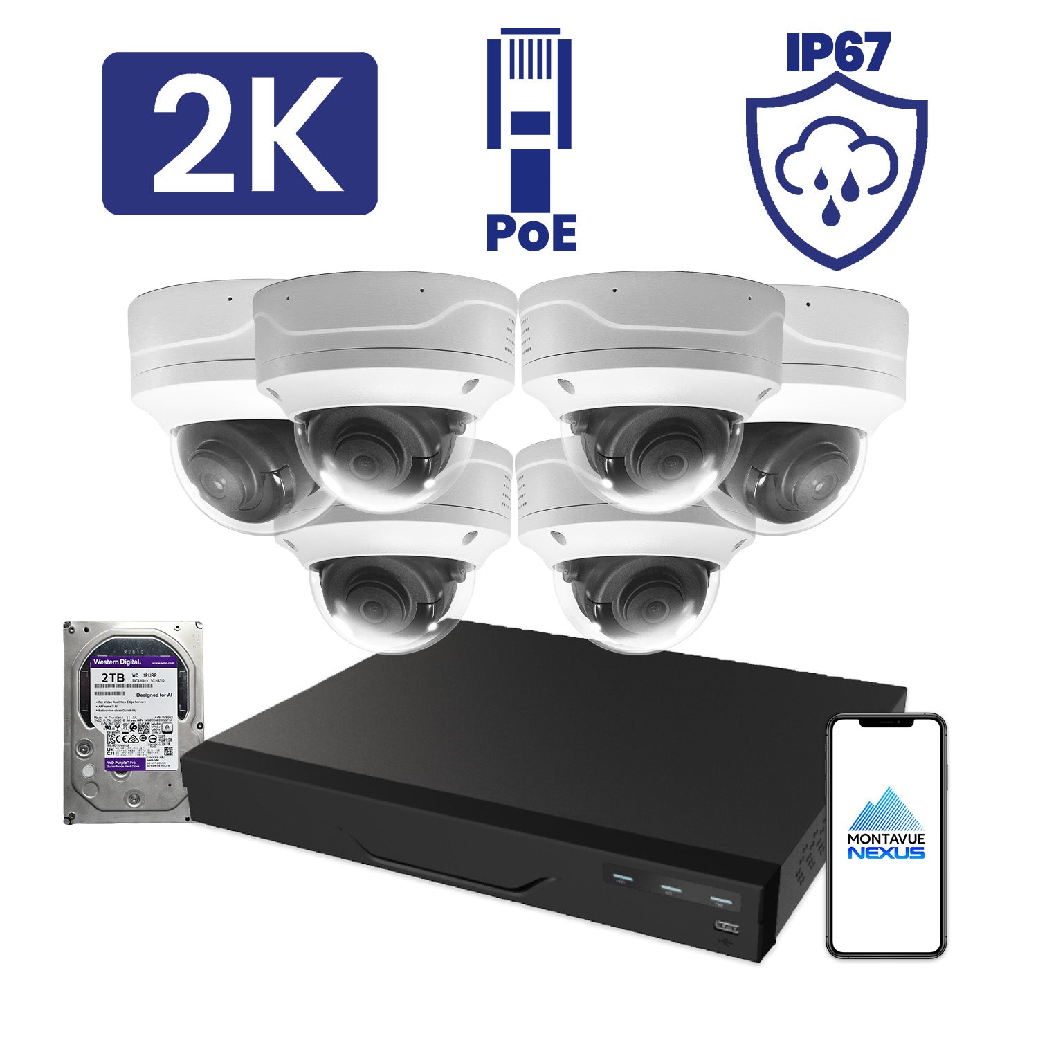 4MP Nexus Smart Vandal Proof Dome Security Kit with 8 Channel NVR Pro & 2TB HDD - Montavue