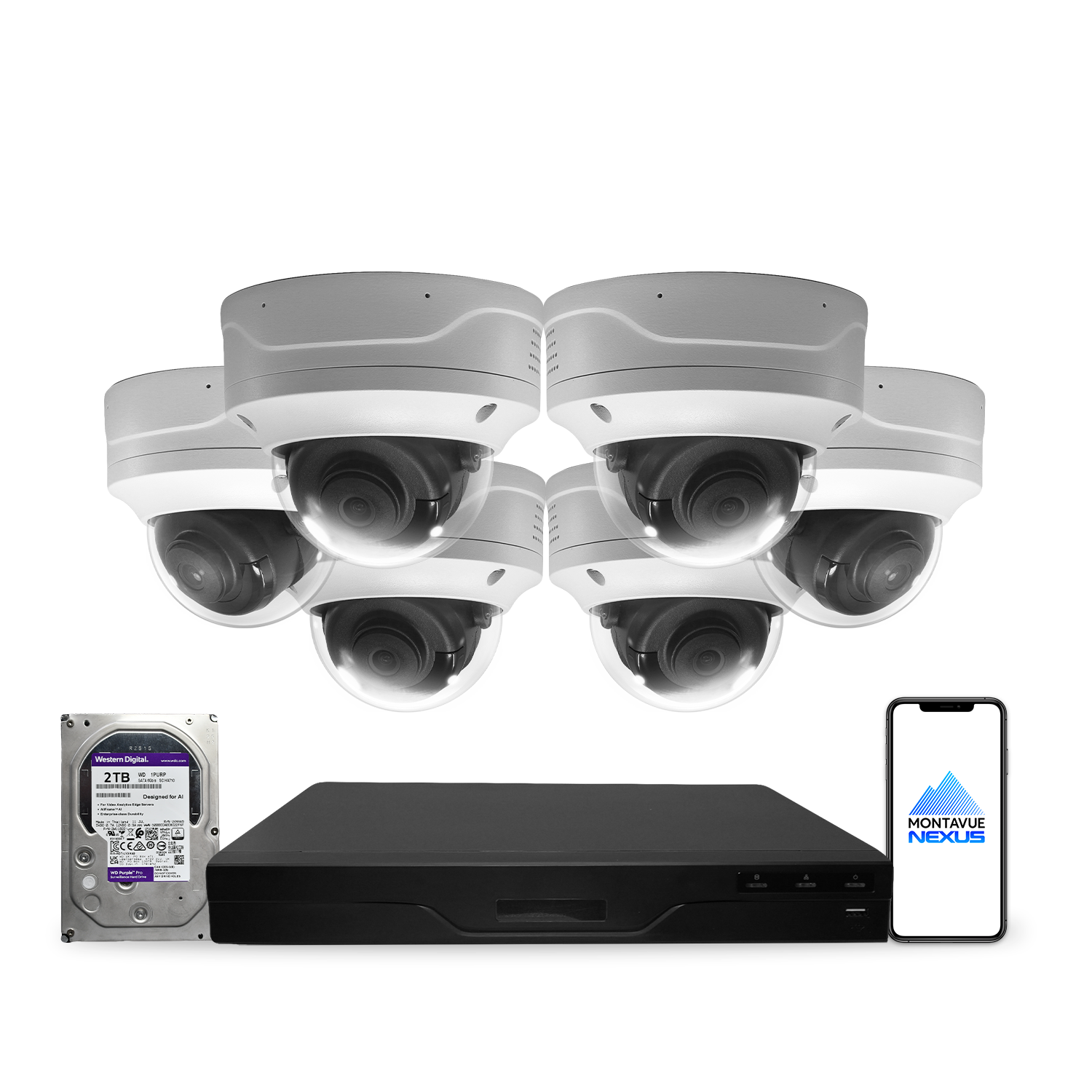 4MP 2K Nexus Smart Vandal Proof Dome IP Security Camera System with Pro 8 Channel PoE NVR & 2TB HDD