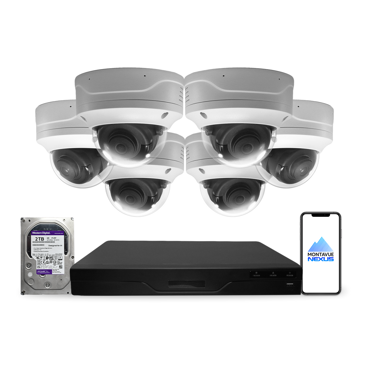 Montavue Nexus 8MP 4K Smart Dome PoE Security Camera System with 8-Channel Pro NVR & 1TB HDD