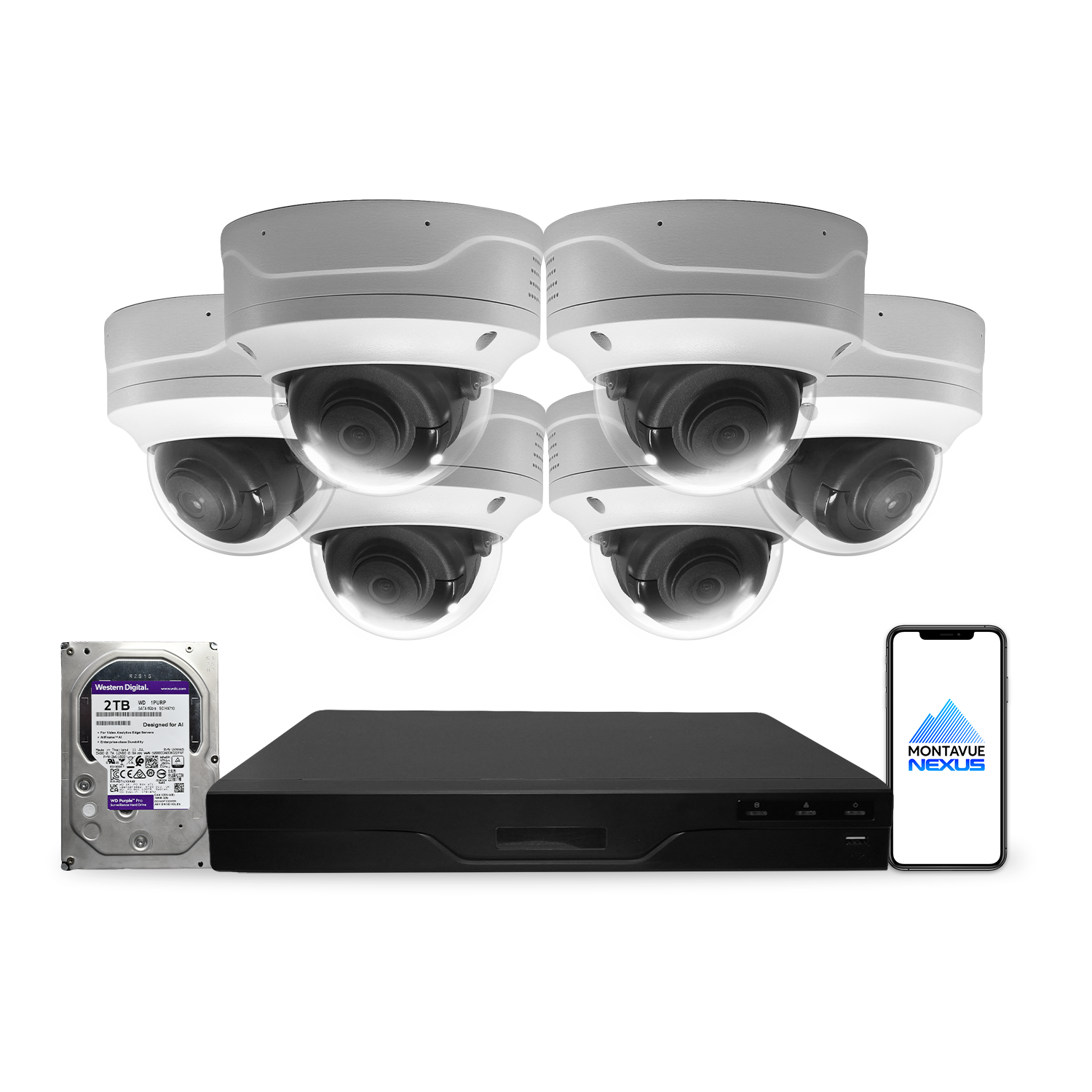 4MP 2K Nexus Smart Vandal Proof Dome IP Security Camera System with Lite 8 Channel PoE NVR & 2TB HDD
