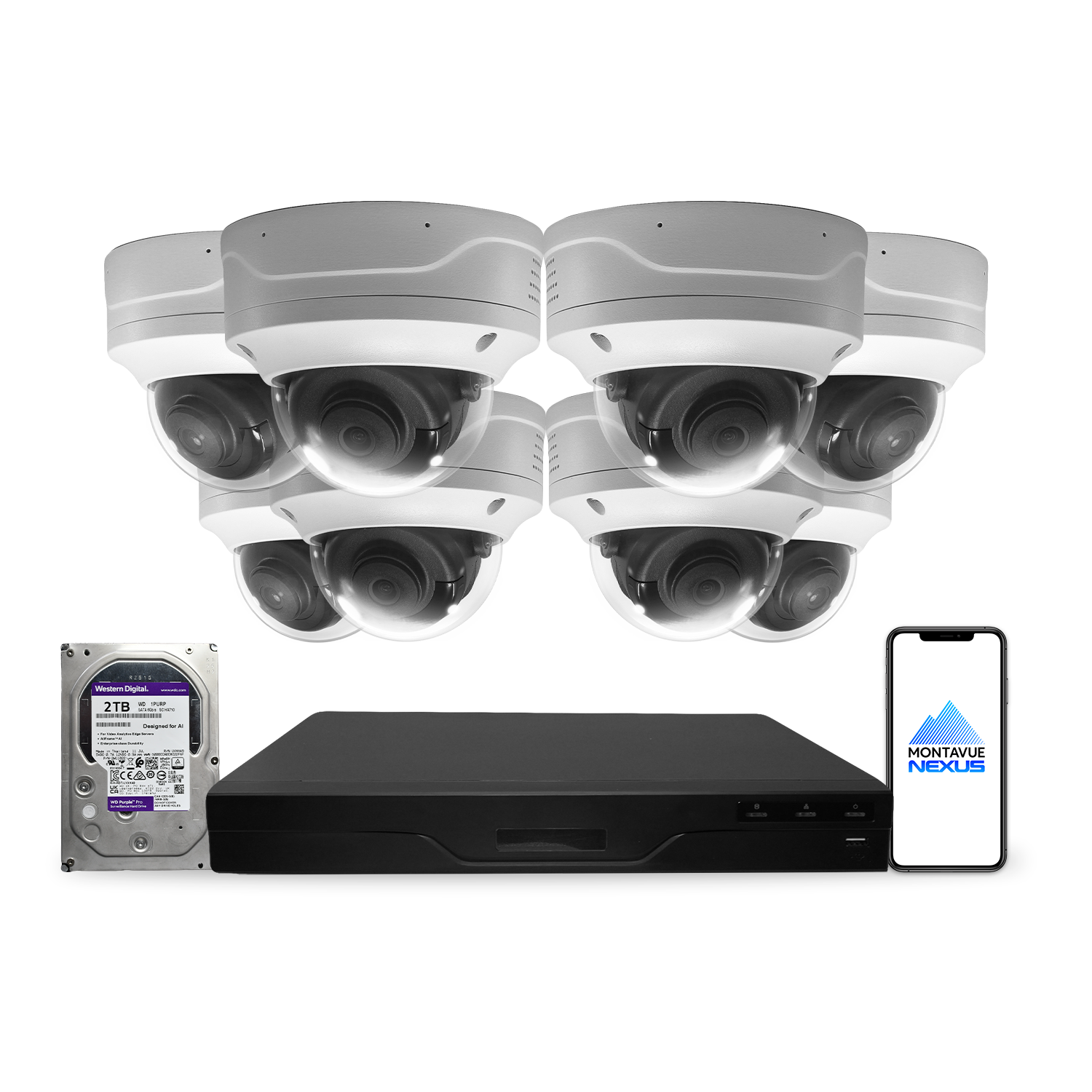 4MP 2K Nexus Smart Vandal Proof Dome IP Security Camera System with Lite 8 Channel PoE NVR & 2TB HDD
