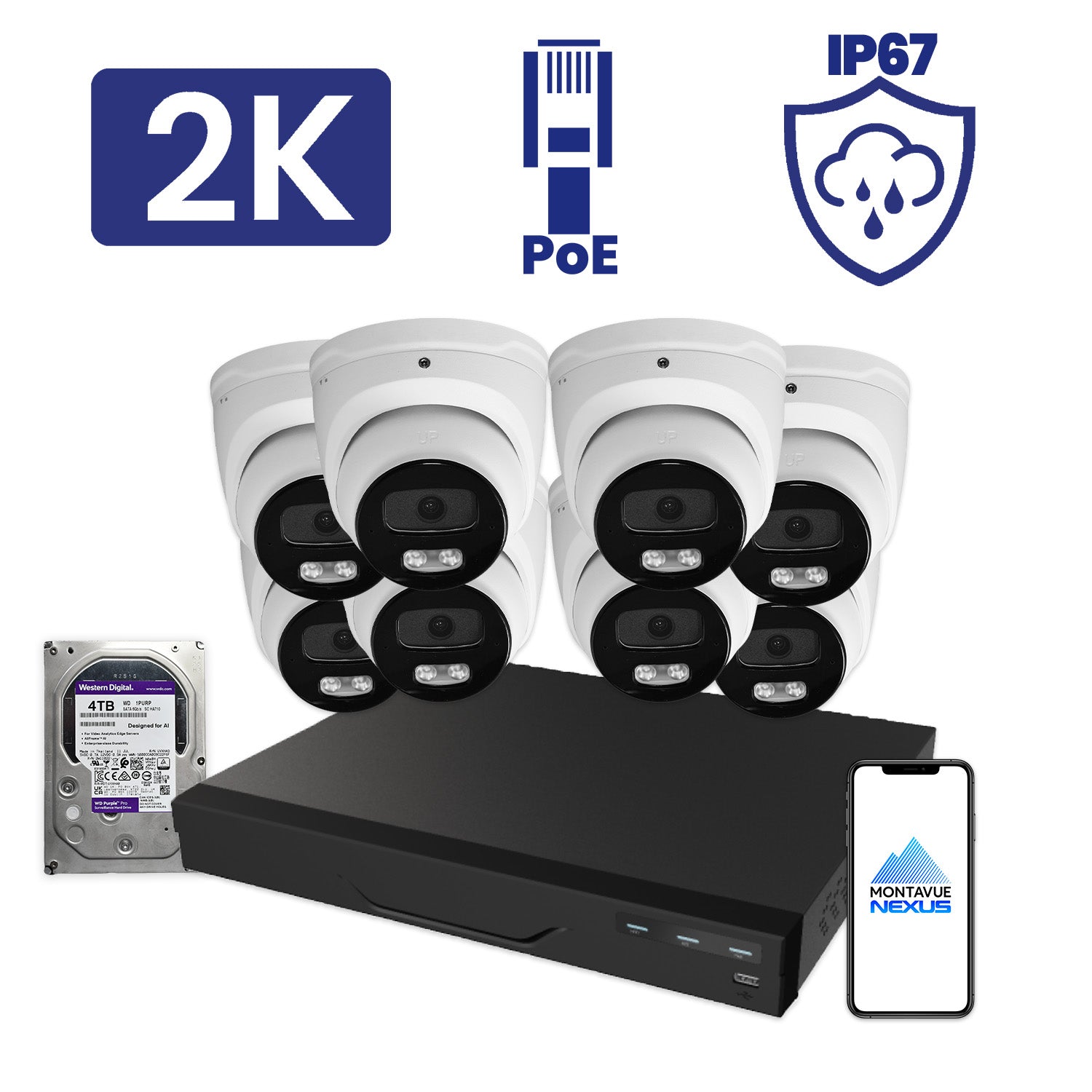 4MP Nexus Smart Turret Security Kit with 16 Channel Pro NVR & 4TB HDD - Montavue