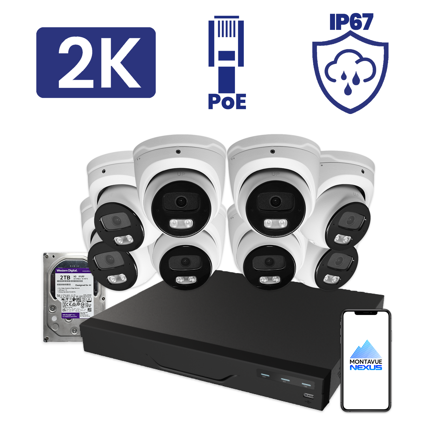 4MP 2K Nexus Smart Turret IP Security Camera System with Pro 8 Channel