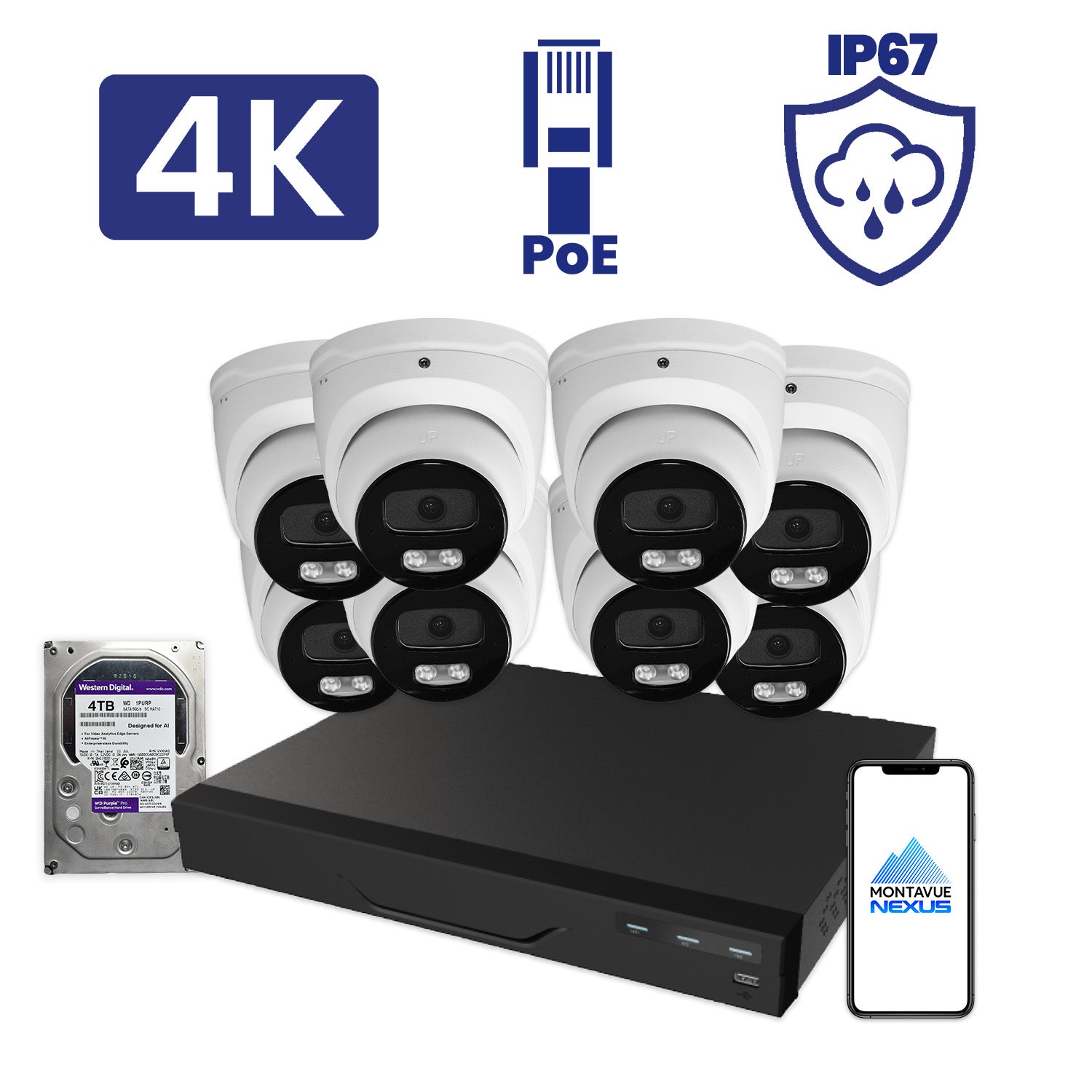 8MP Nexus Smart Turret Security Kit with 16 Channel Pro NVR & 4TB HDD - Montavue