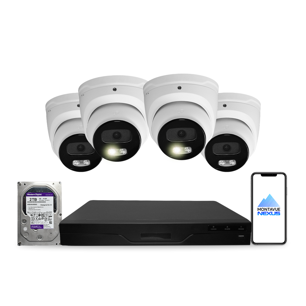 Montavue Nexus 8MP 4K Smart Turret PoE Security Camera System with 8-Channel Smart NVR & 2TB HDD - Montavue