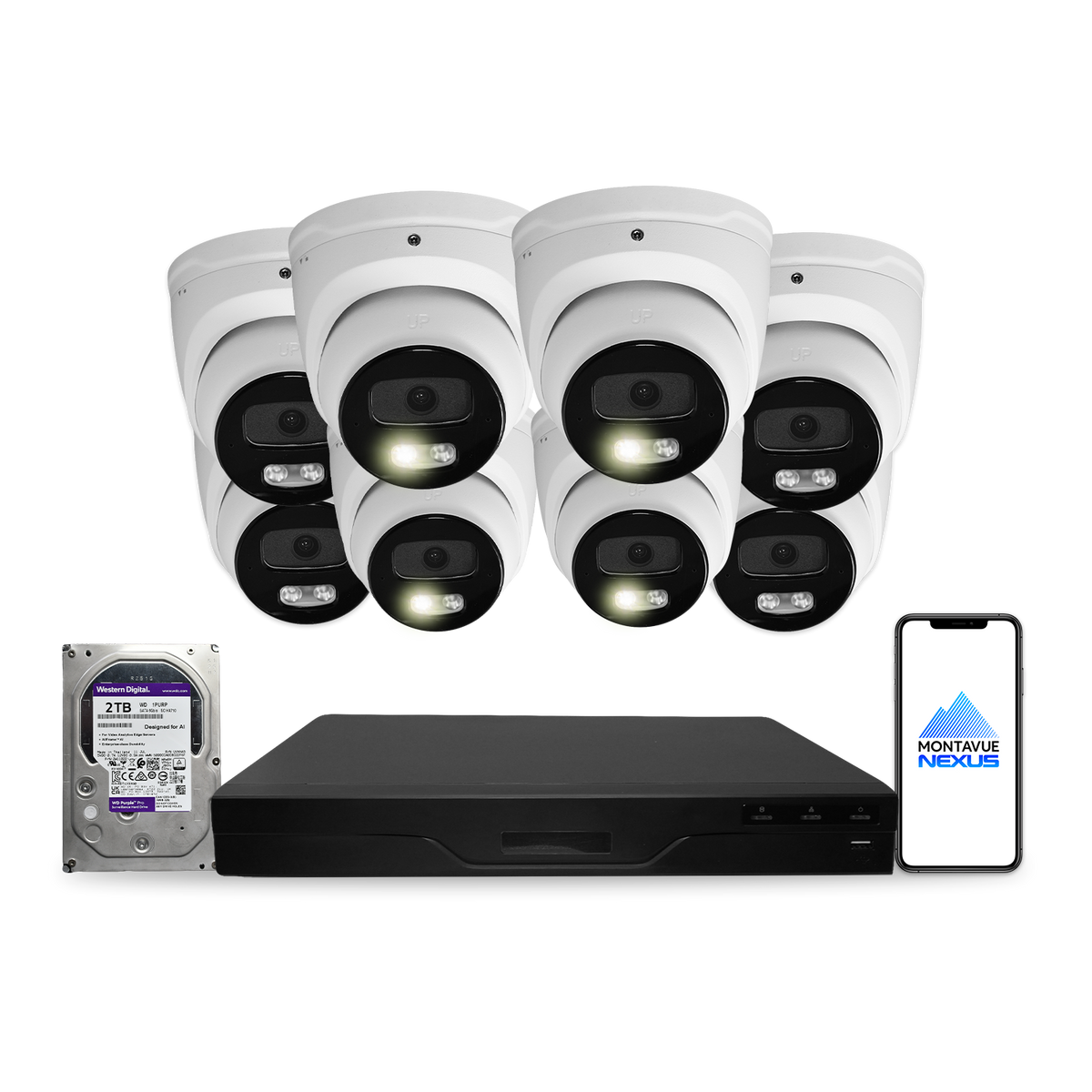 Montavue Nexus 8MP 4K Smart Turret PoE Security Camera System with 8-Channel Pro NVR & 2TB HDD - Montavue