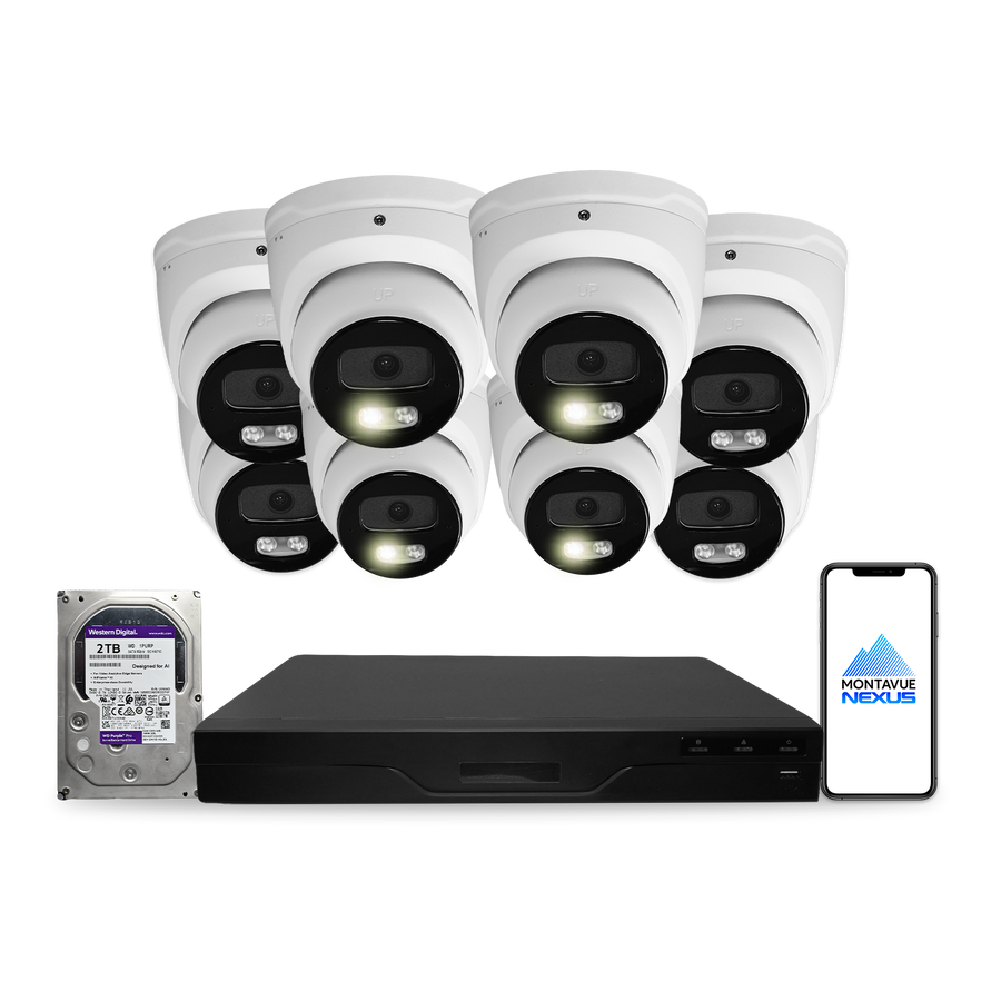 4MP 2K Nexus Smart Turret IP Security Camera System with Smart 8 Channel PoE NVR & 2TB HDD