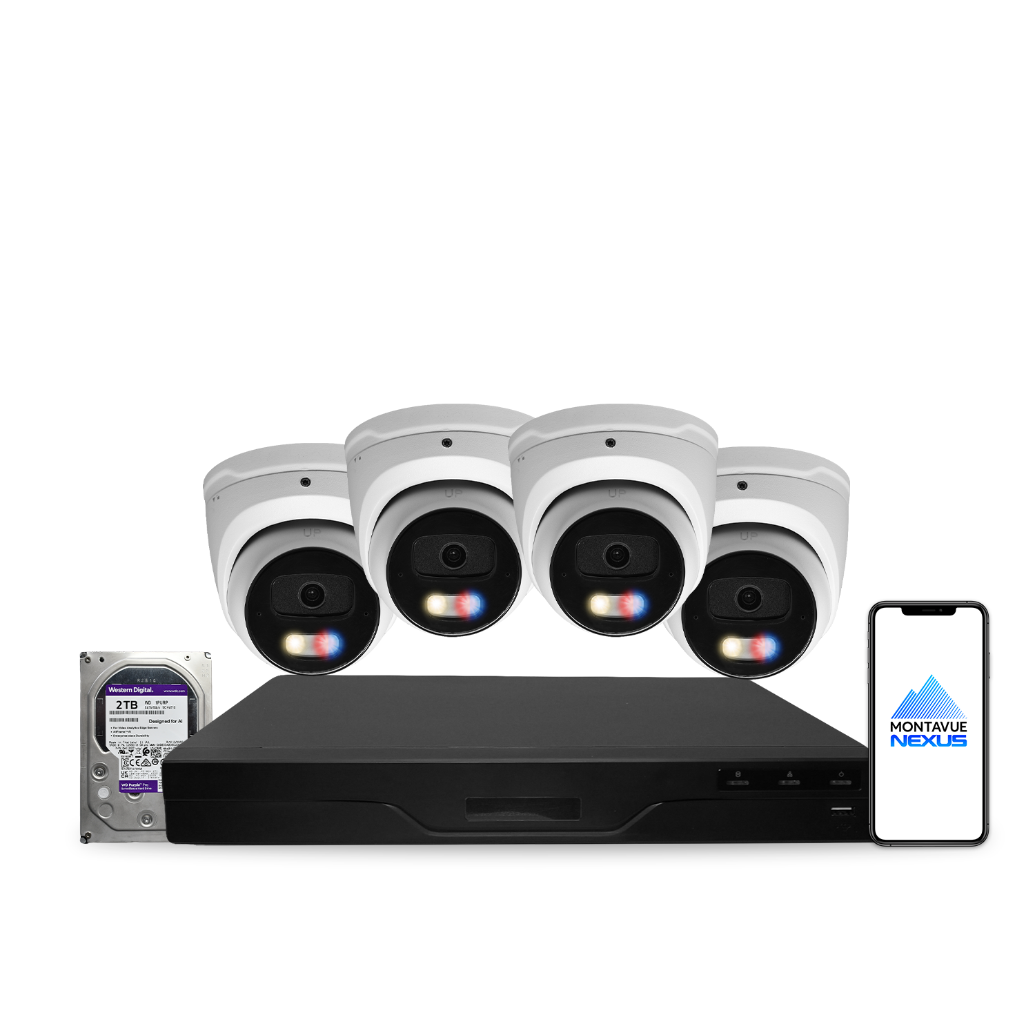 8MP 4K Nexus Active Deterrence Turret IP Security Camera System with Pro 8 Channel PoE NVR & 2TB HDD - Montavue