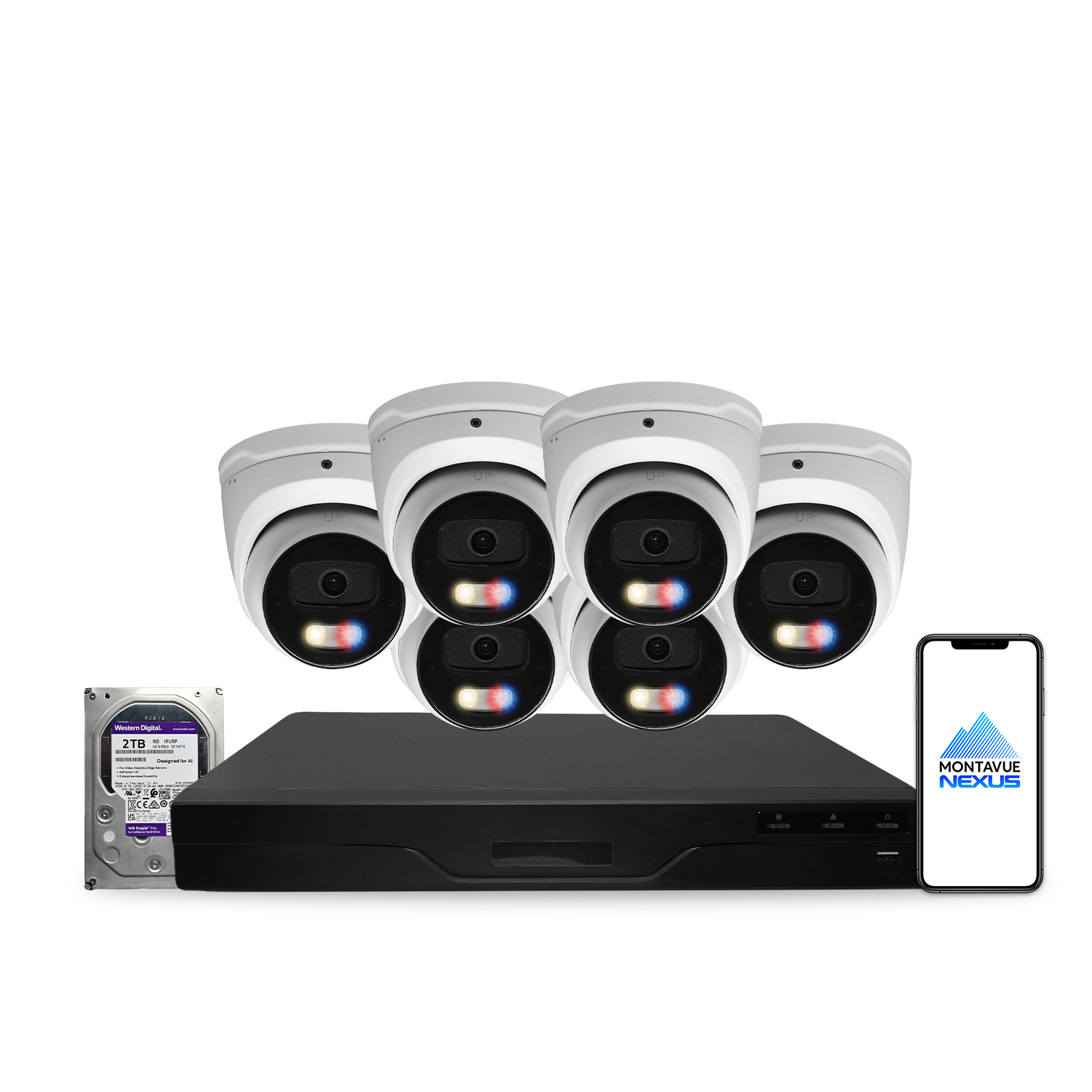 8MP 4K Nexus Active Deterrence Turret IP Security Camera System with Pro 8 Channel PoE NVR & 2TB HDD - Montavue