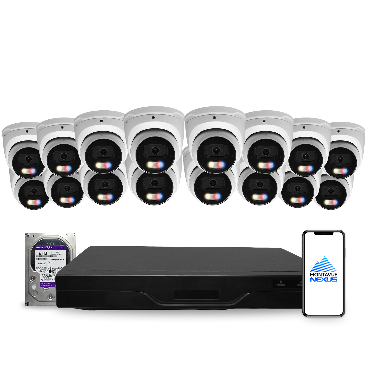 8MP 4K Nexus Active Deterrence Turret IP Security Camera System with Pro 32 Channel NVR & 6TB HDD